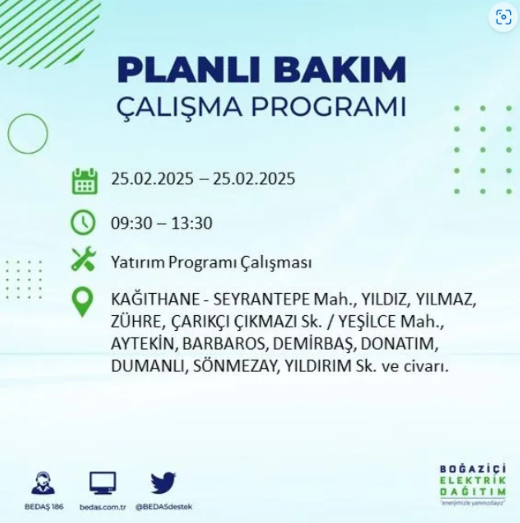 BEDAŞ açıkladı... İstanbul'da elektrik kesintisi: 25 Şubat'ta hangi mahalleler etkilenecek?