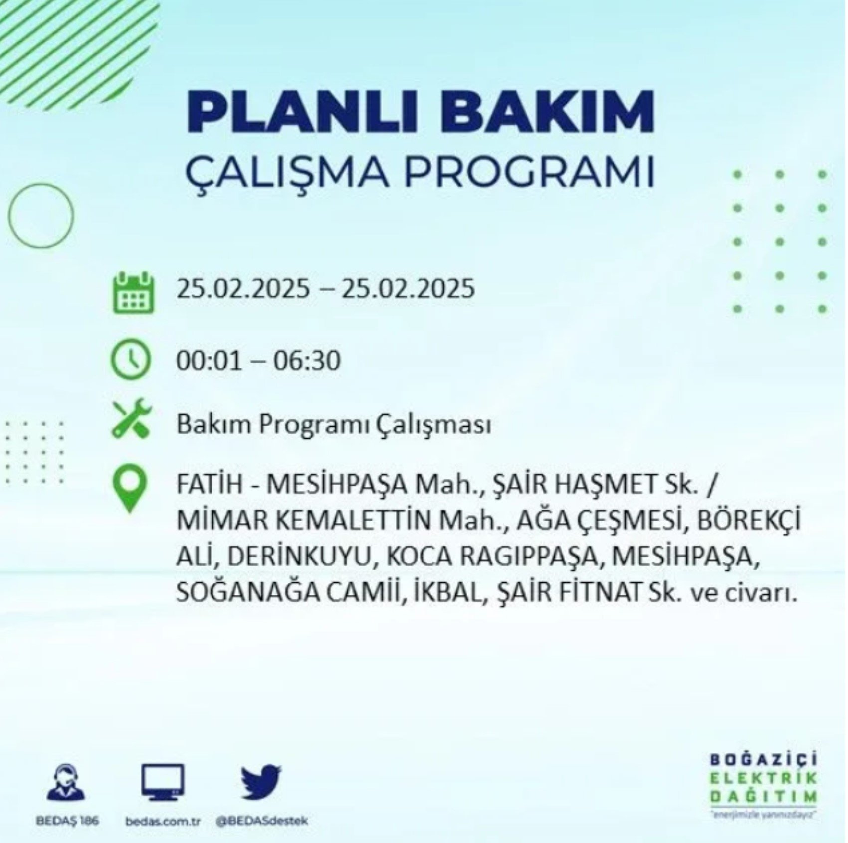 BEDAŞ açıkladı... İstanbul'da elektrik kesintisi: 25 Şubat'ta hangi mahalleler etkilenecek?