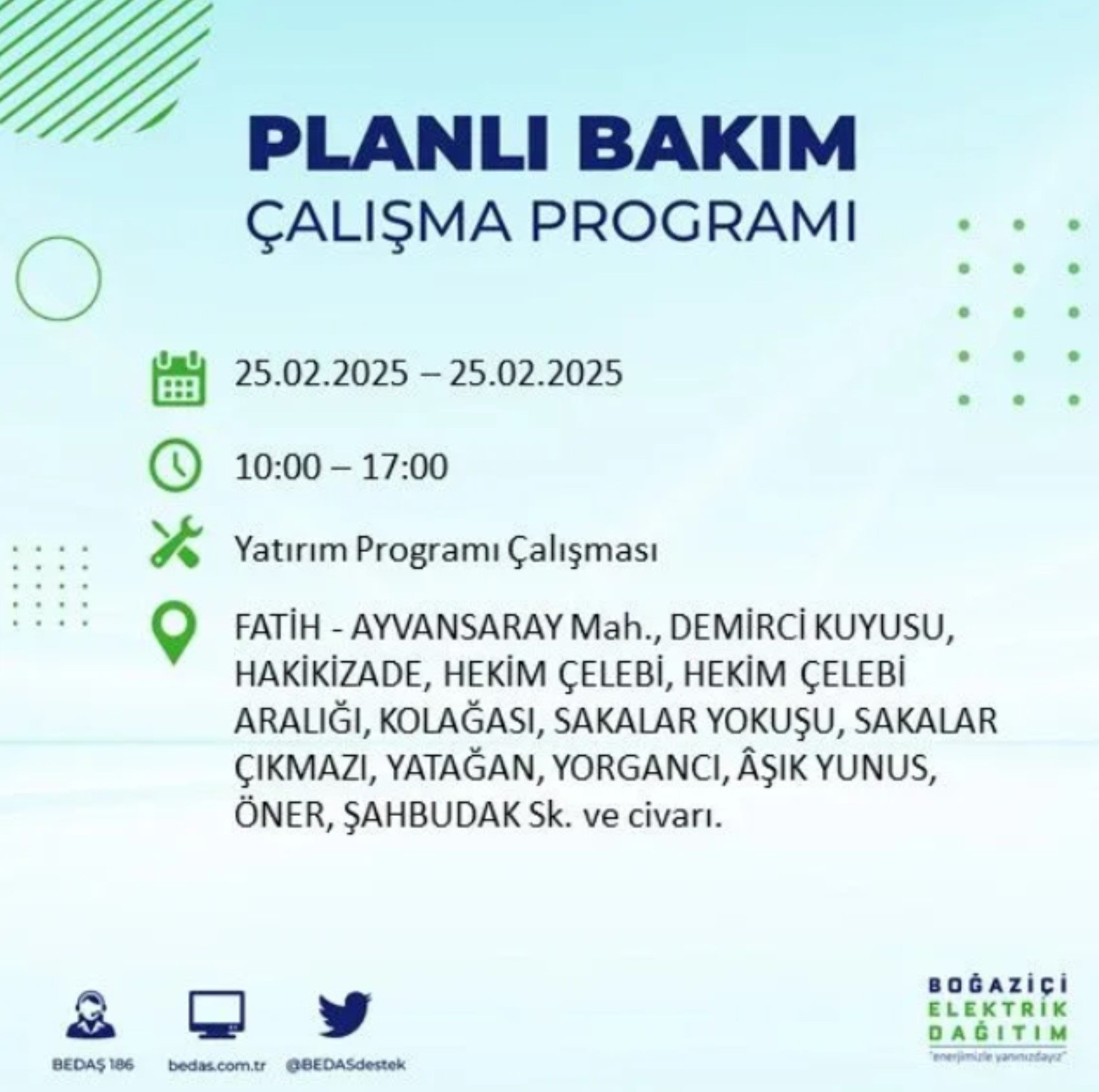 BEDAŞ açıkladı... İstanbul'da elektrik kesintisi: 25 Şubat'ta hangi mahalleler etkilenecek?