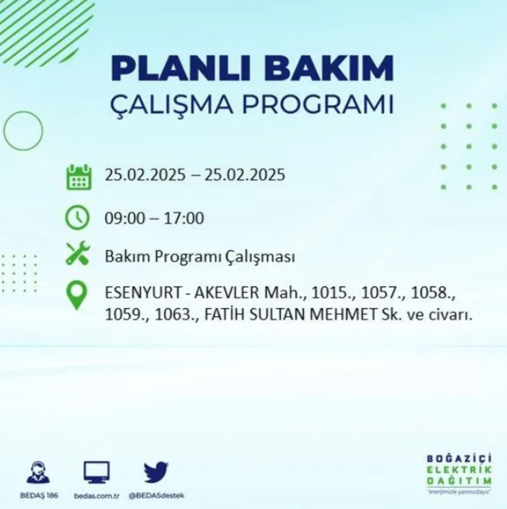 BEDAŞ açıkladı... İstanbul'da elektrik kesintisi: 25 Şubat'ta hangi mahalleler etkilenecek?