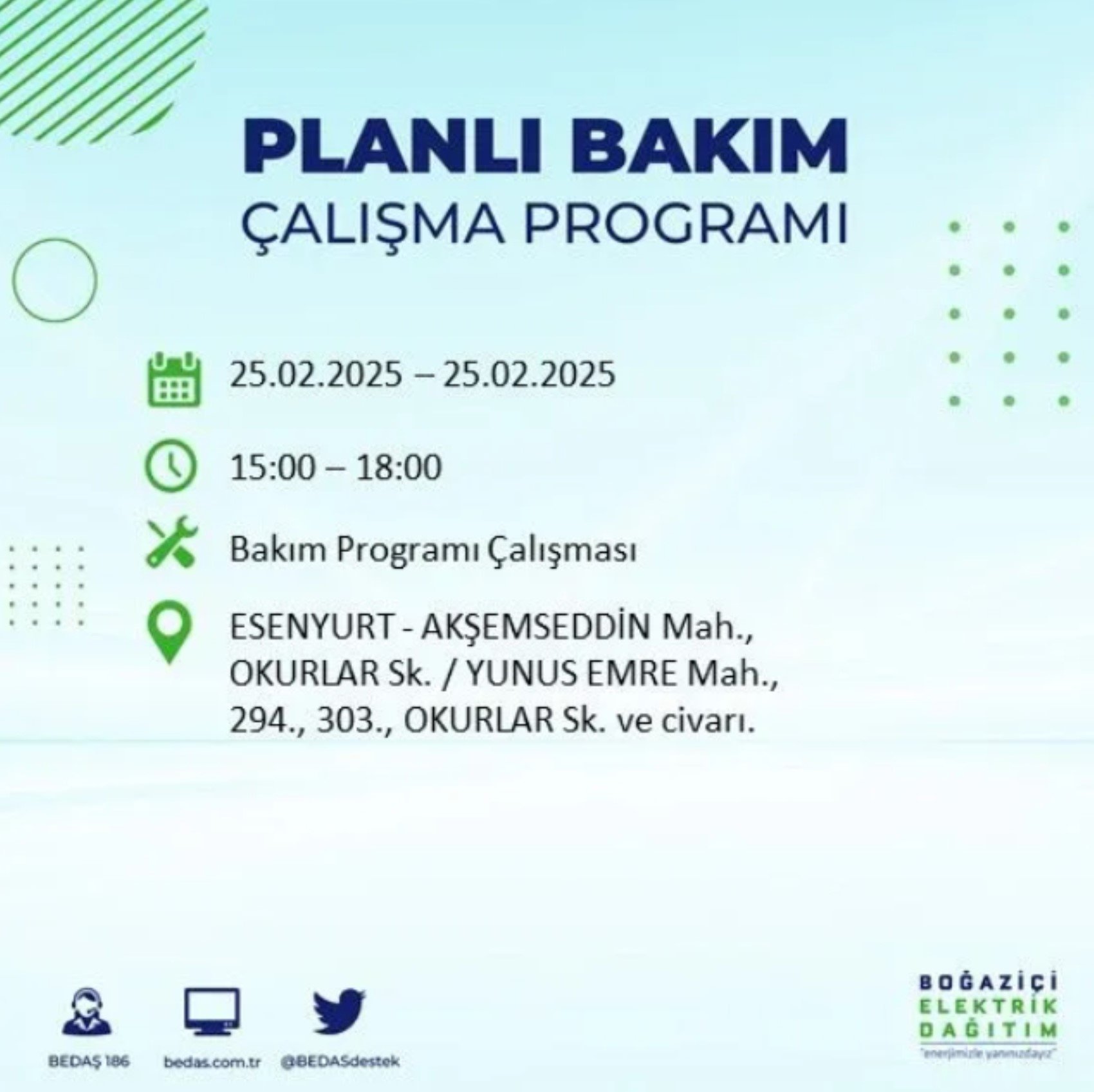 BEDAŞ açıkladı... İstanbul'da elektrik kesintisi: 25 Şubat'ta hangi mahalleler etkilenecek?