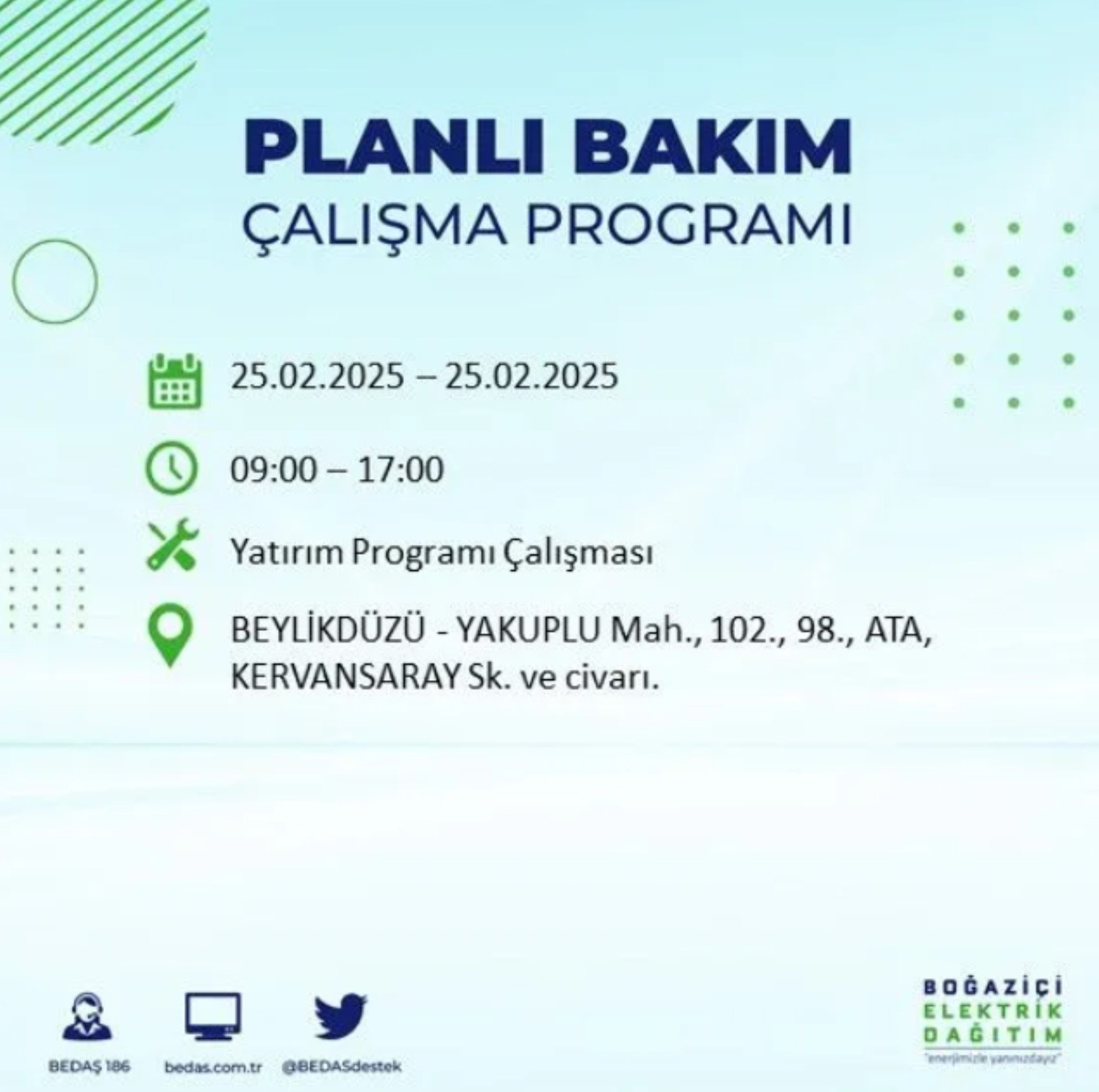 BEDAŞ açıkladı... İstanbul'da elektrik kesintisi: 25 Şubat'ta hangi mahalleler etkilenecek?