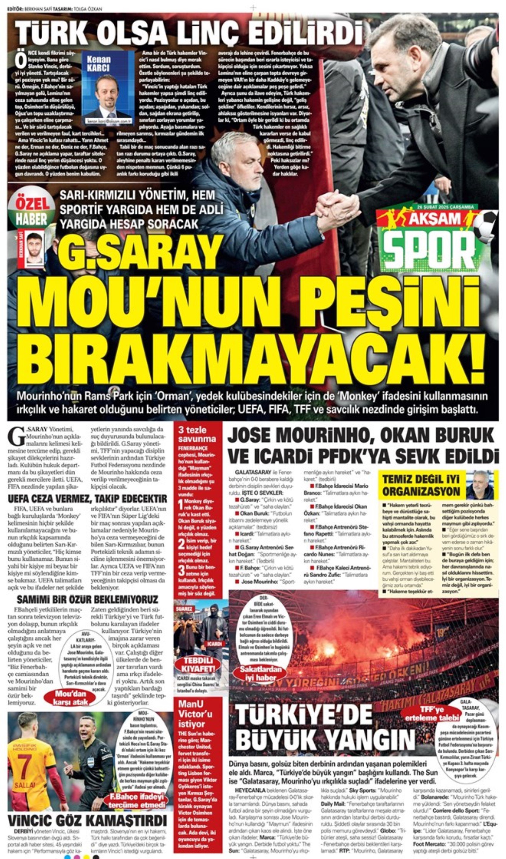 Sporda günün manşetleri... Galatasaray- Mourinho düellosu sürüyor: Fenerbahçe Vlahovic'e imza attırmak istiyor