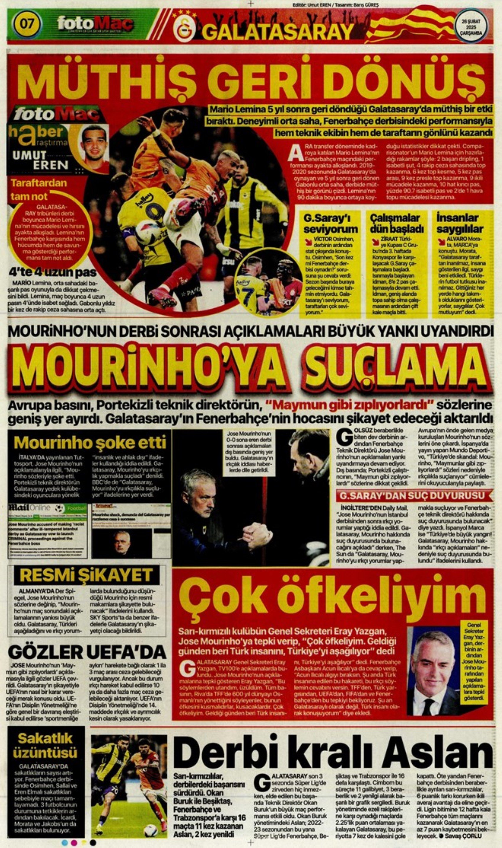 Sporda günün manşetleri... Galatasaray- Mourinho düellosu sürüyor: Fenerbahçe Vlahovic'e imza attırmak istiyor