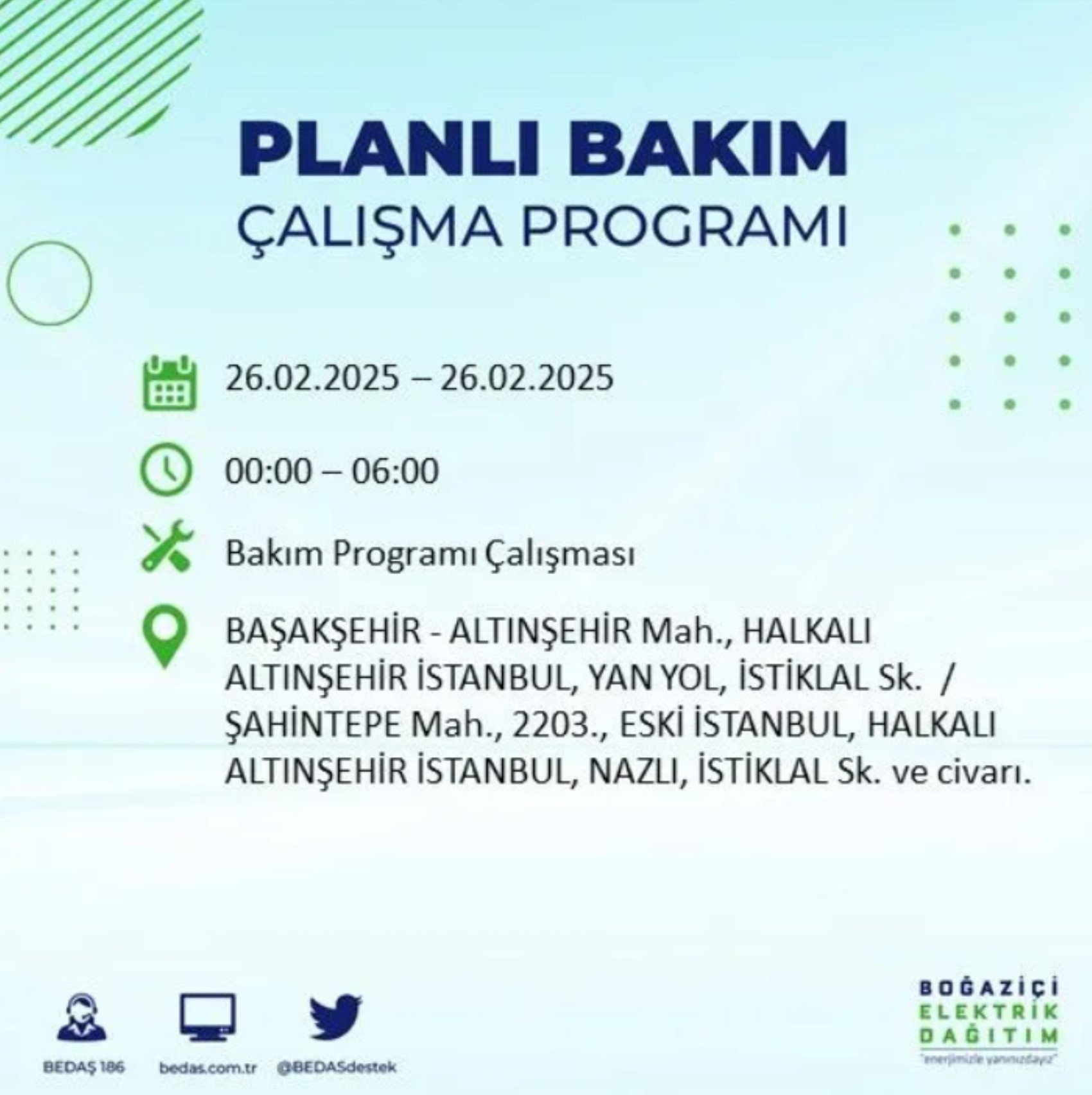 BEDAŞ açıkladı... İstanbul'da elektrik kesintisi: 26 Şubat'ta hangi mahalleler etkilenecek?