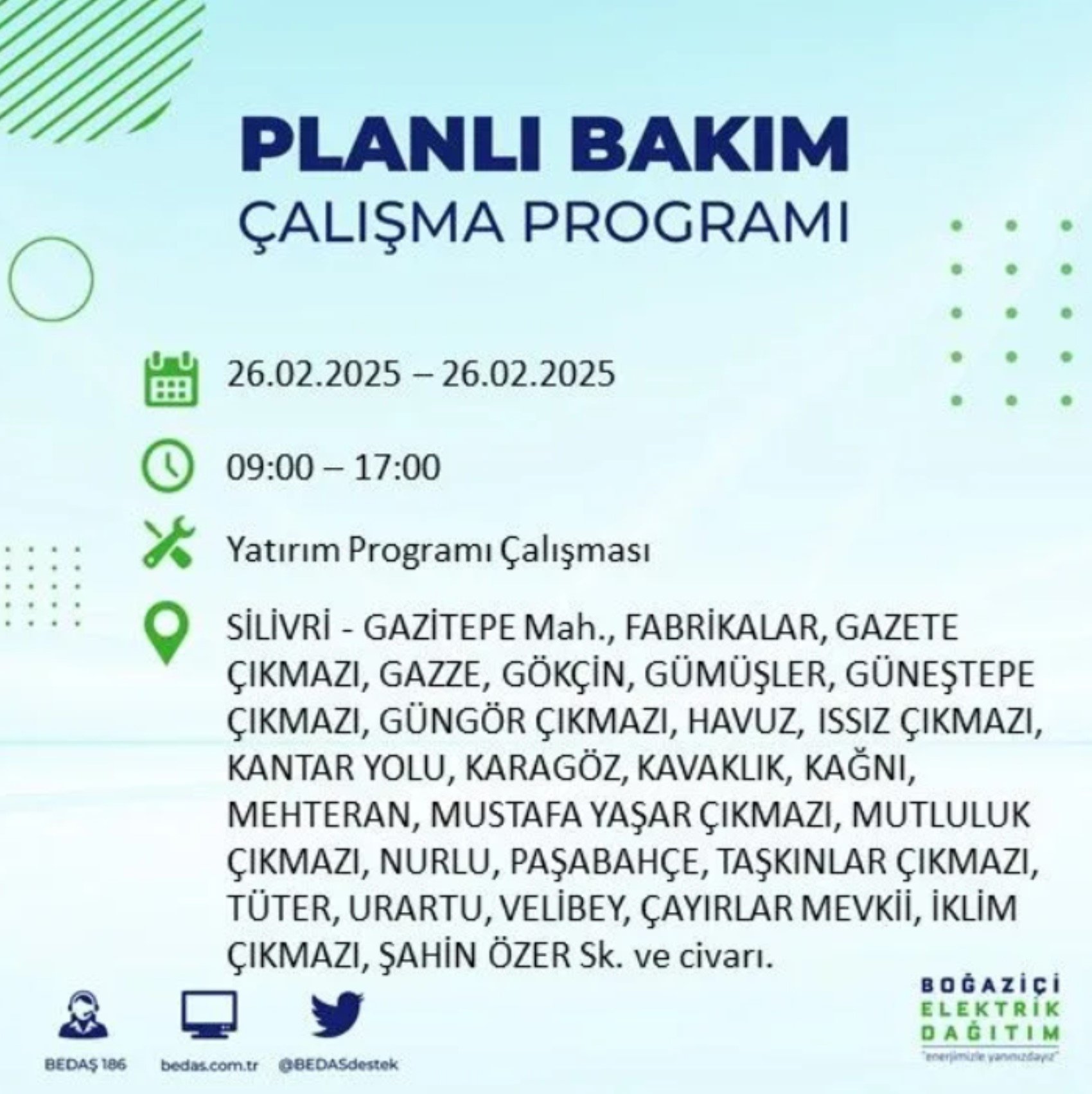 BEDAŞ açıkladı... İstanbul'da elektrik kesintisi: 26 Şubat'ta hangi mahalleler etkilenecek?