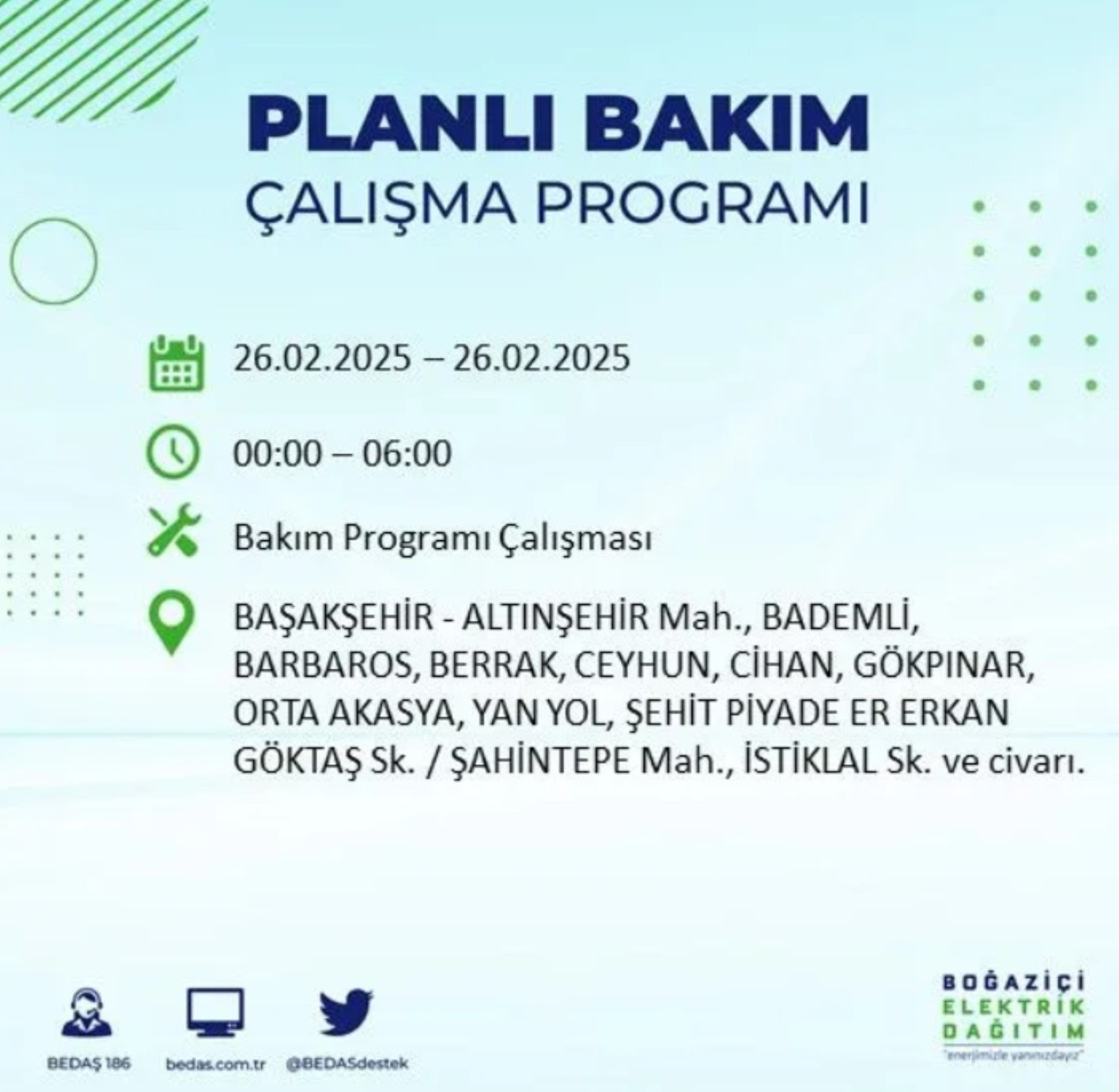 BEDAŞ açıkladı... İstanbul'da elektrik kesintisi: 26 Şubat'ta hangi mahalleler etkilenecek?