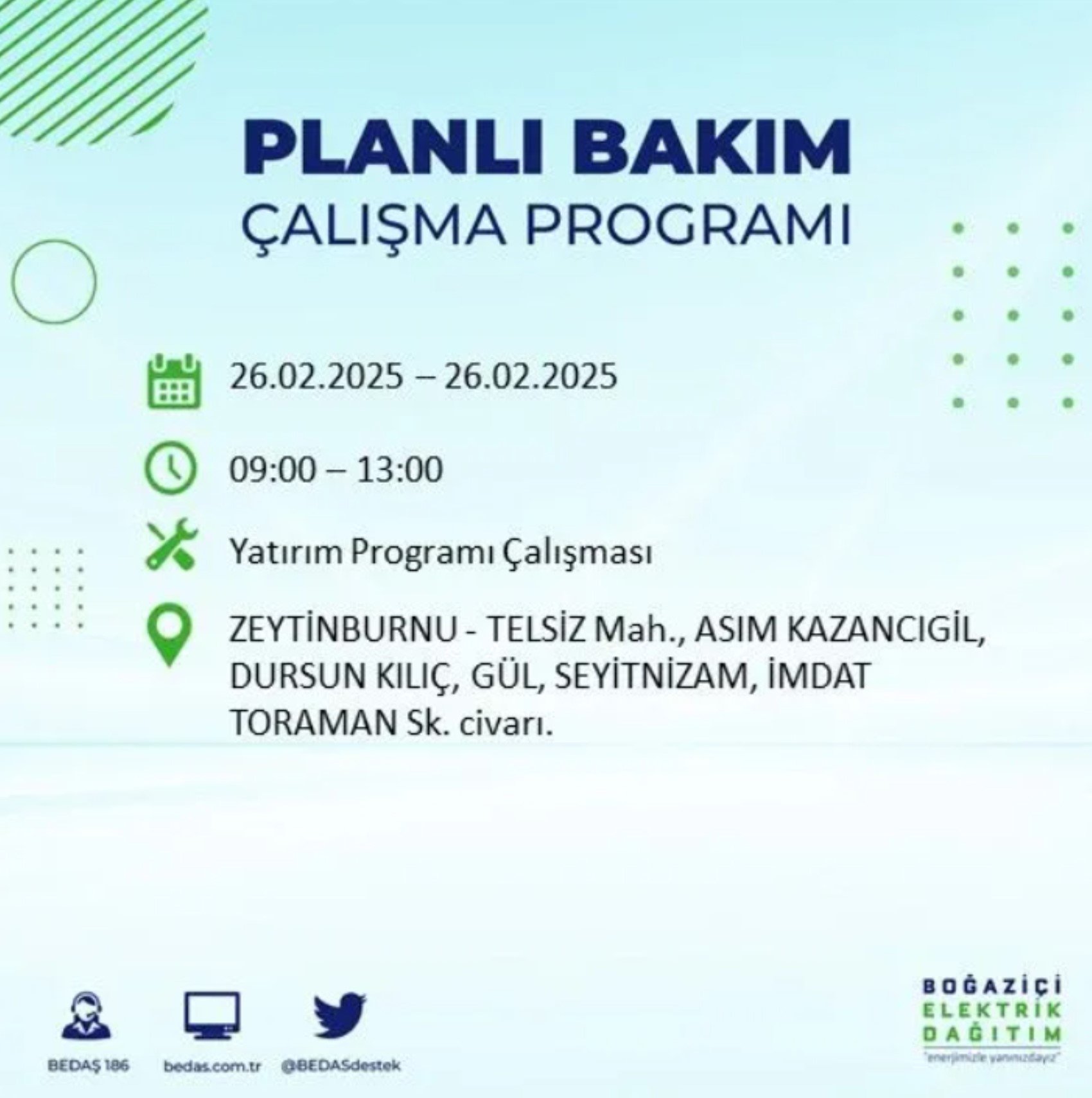 BEDAŞ açıkladı... İstanbul'da elektrik kesintisi: 26 Şubat'ta hangi mahalleler etkilenecek?