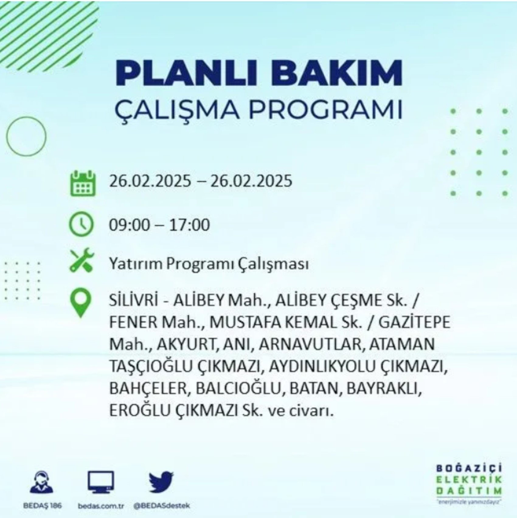 BEDAŞ açıkladı... İstanbul'da elektrik kesintisi: 26 Şubat'ta hangi mahalleler etkilenecek?