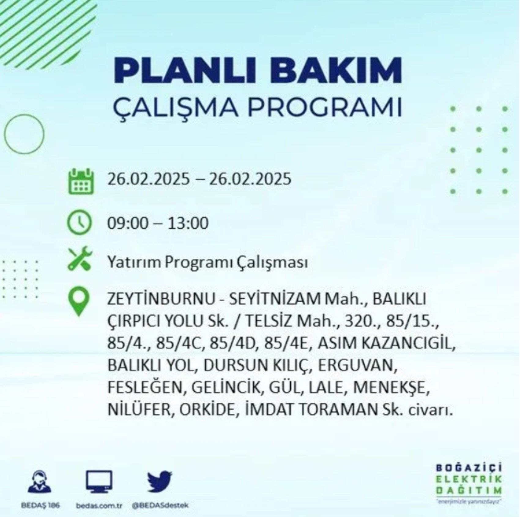 BEDAŞ açıkladı... İstanbul'da elektrik kesintisi: 26 Şubat'ta hangi mahalleler etkilenecek?