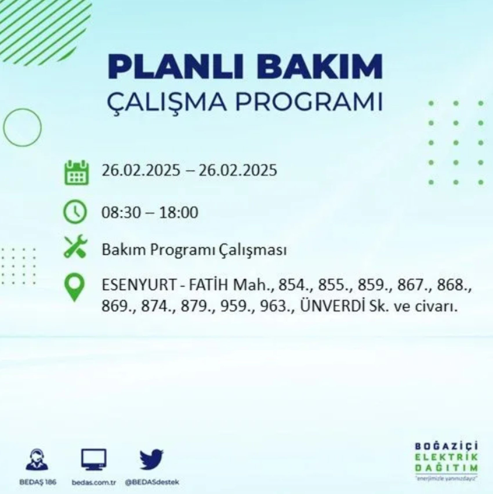 BEDAŞ açıkladı... İstanbul'da elektrik kesintisi: 26 Şubat'ta hangi mahalleler etkilenecek?