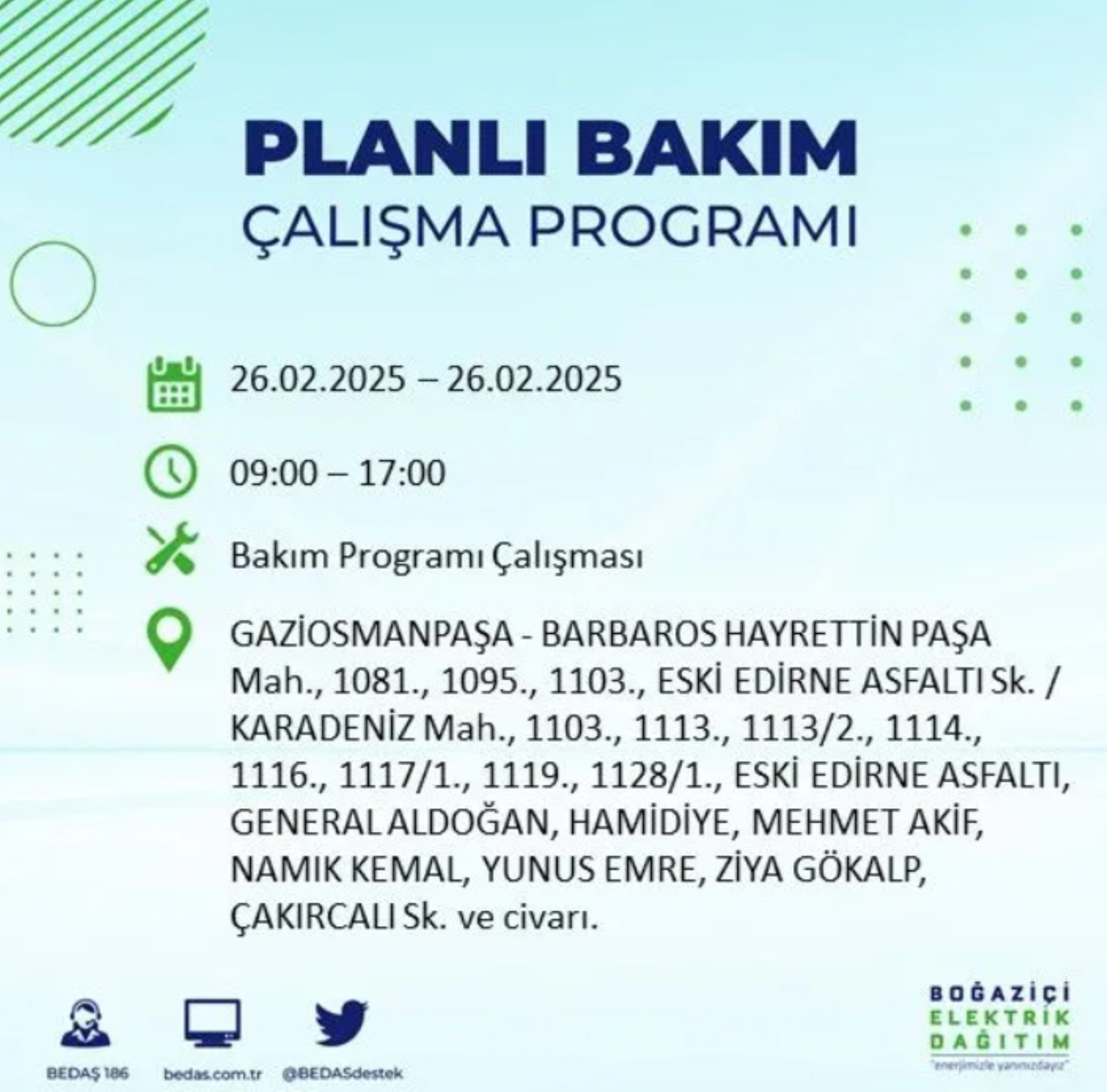 BEDAŞ açıkladı... İstanbul'da elektrik kesintisi: 26 Şubat'ta hangi mahalleler etkilenecek?