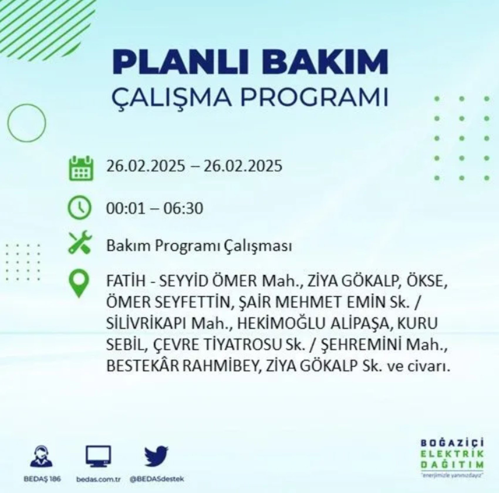 BEDAŞ açıkladı... İstanbul'da elektrik kesintisi: 26 Şubat'ta hangi mahalleler etkilenecek?