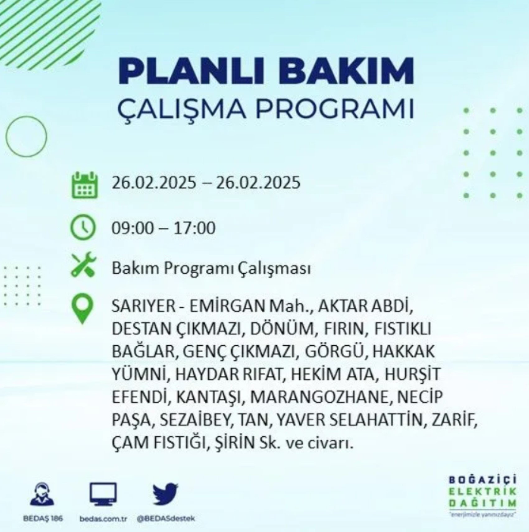 BEDAŞ açıkladı... İstanbul'da elektrik kesintisi: 26 Şubat'ta hangi mahalleler etkilenecek?