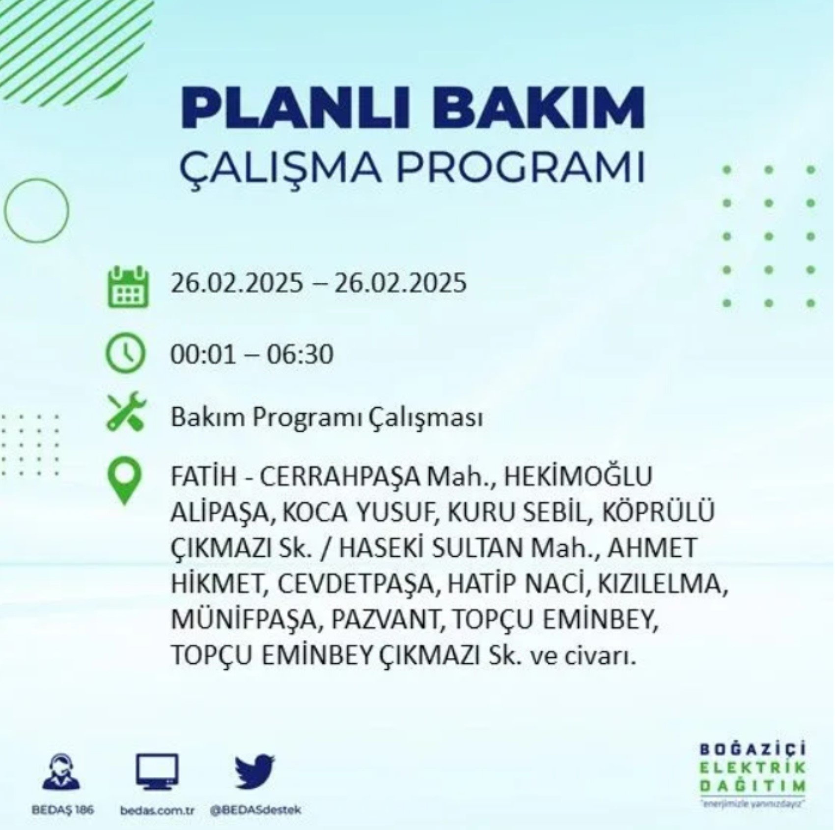 BEDAŞ açıkladı... İstanbul'da elektrik kesintisi: 26 Şubat'ta hangi mahalleler etkilenecek?