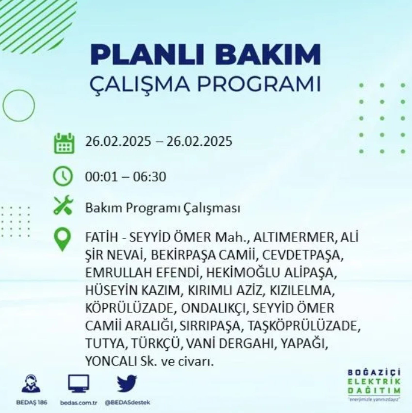 BEDAŞ açıkladı... İstanbul'da elektrik kesintisi: 26 Şubat'ta hangi mahalleler etkilenecek?