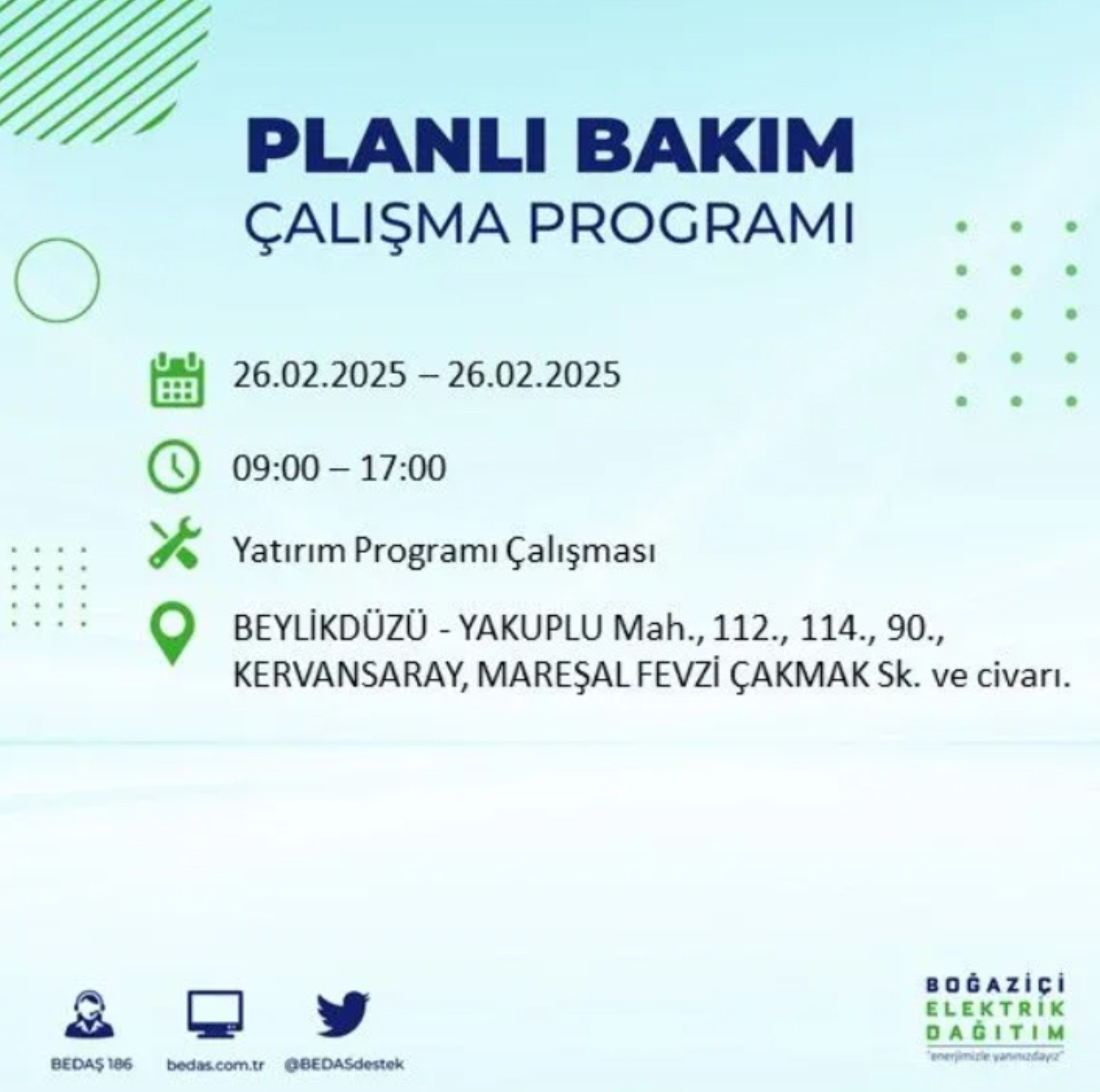 BEDAŞ açıkladı... İstanbul'da elektrik kesintisi: 26 Şubat'ta hangi mahalleler etkilenecek?