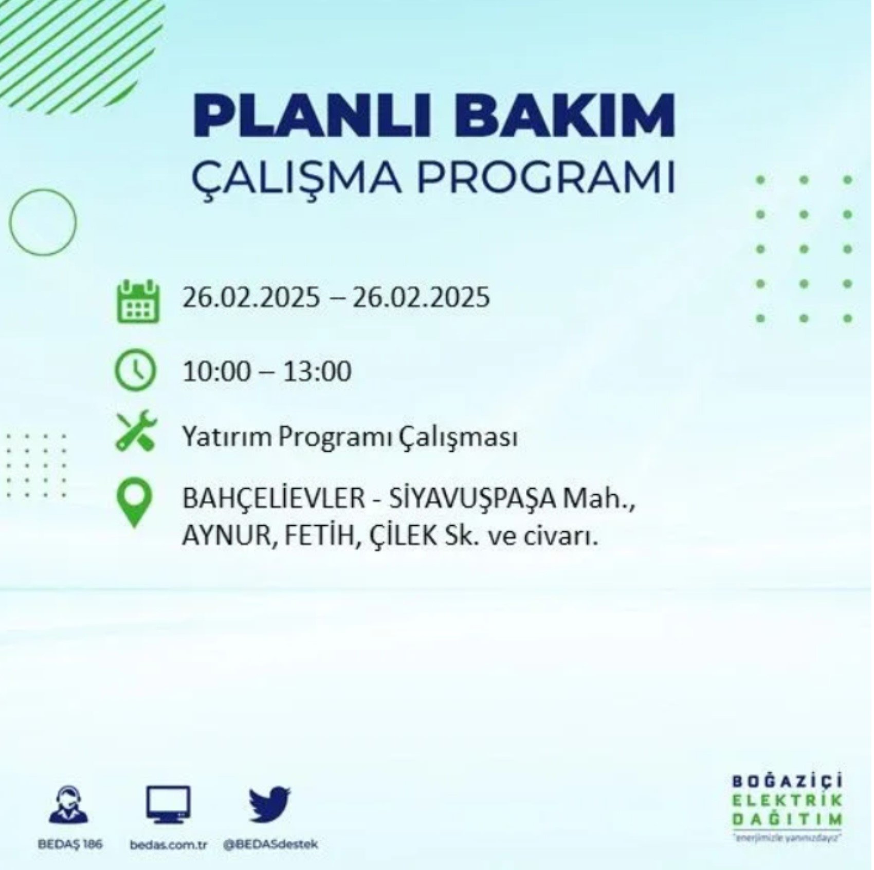 BEDAŞ açıkladı... İstanbul'da elektrik kesintisi: 26 Şubat'ta hangi mahalleler etkilenecek?