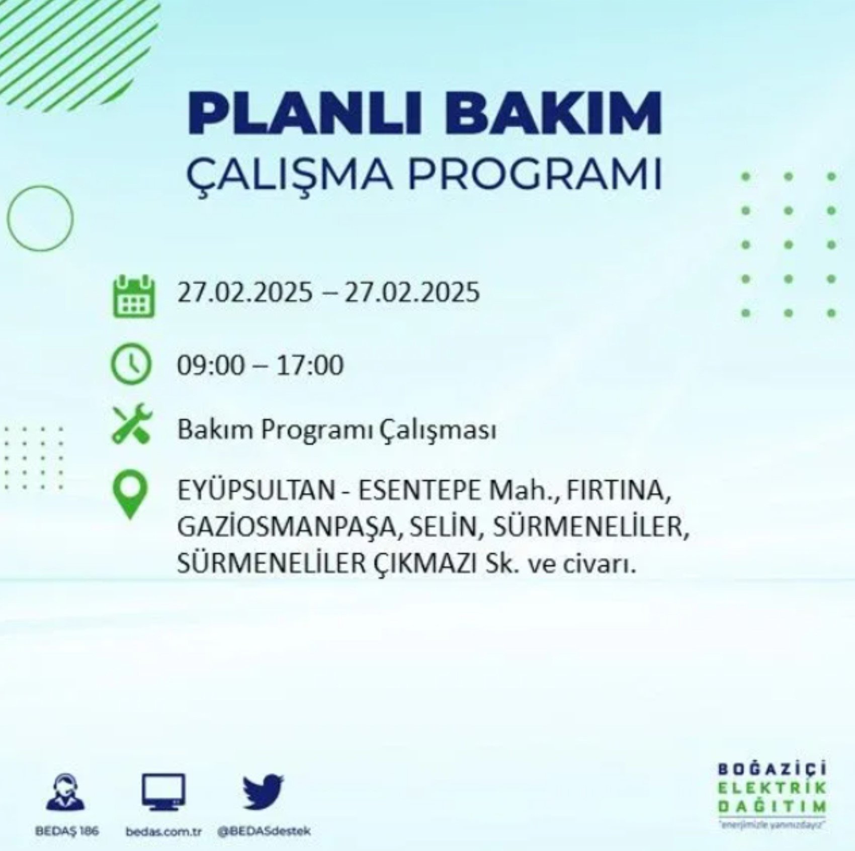 BEDAŞ açıkladı... İstanbul'da elektrik kesintisi: 27 Şubat'ta hangi mahalleler etkilenecek?