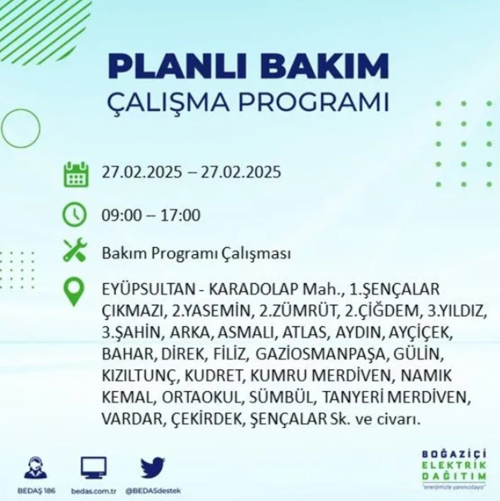 BEDAŞ açıkladı... İstanbul'da elektrik kesintisi: 27 Şubat'ta hangi mahalleler etkilenecek?