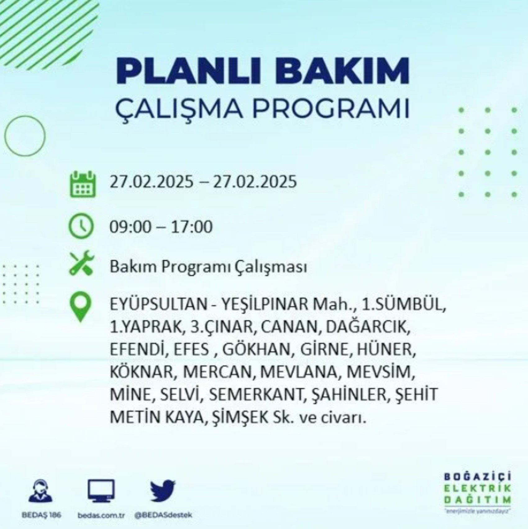 BEDAŞ açıkladı... İstanbul'da elektrik kesintisi: 27 Şubat'ta hangi mahalleler etkilenecek?