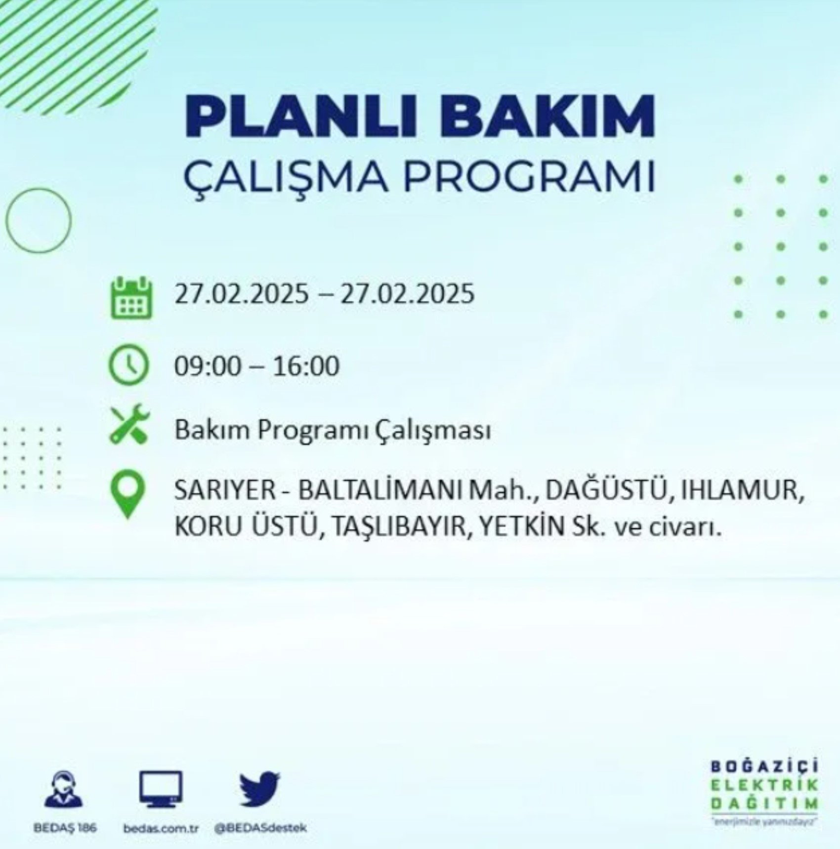 BEDAŞ açıkladı... İstanbul'da elektrik kesintisi: 27 Şubat'ta hangi mahalleler etkilenecek?