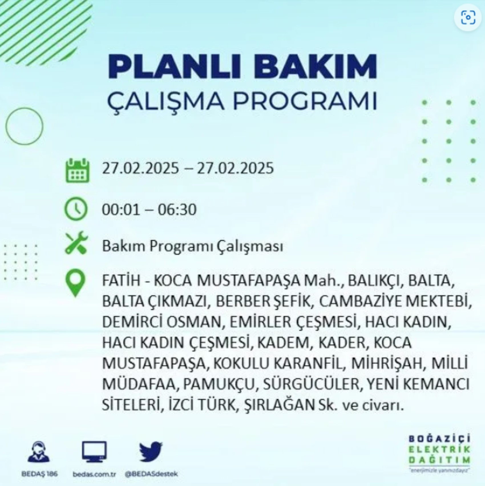 BEDAŞ açıkladı... İstanbul'da elektrik kesintisi: 27 Şubat'ta hangi mahalleler etkilenecek?