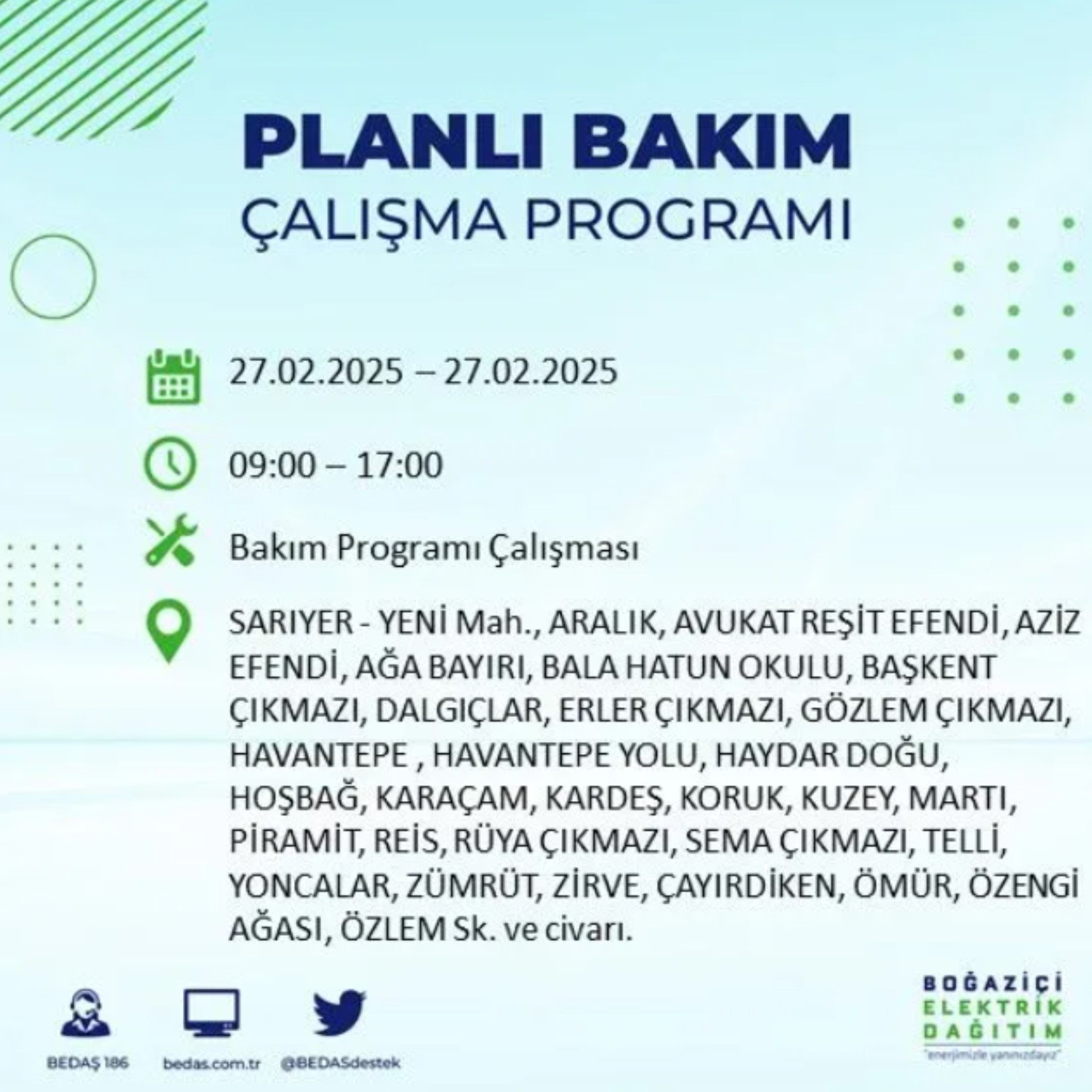 BEDAŞ açıkladı... İstanbul'da elektrik kesintisi: 27 Şubat'ta hangi mahalleler etkilenecek?