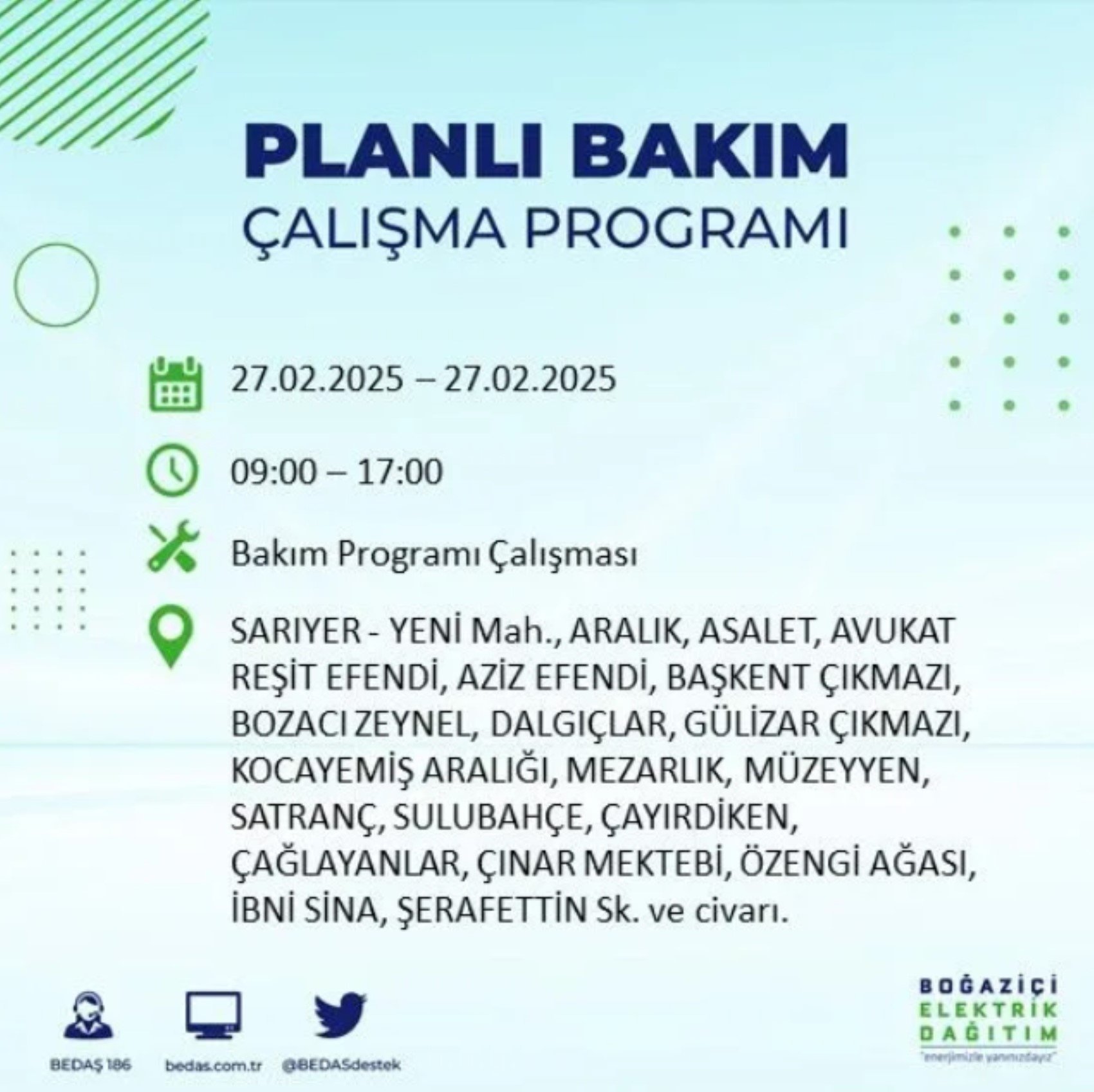 BEDAŞ açıkladı... İstanbul'da elektrik kesintisi: 27 Şubat'ta hangi mahalleler etkilenecek?