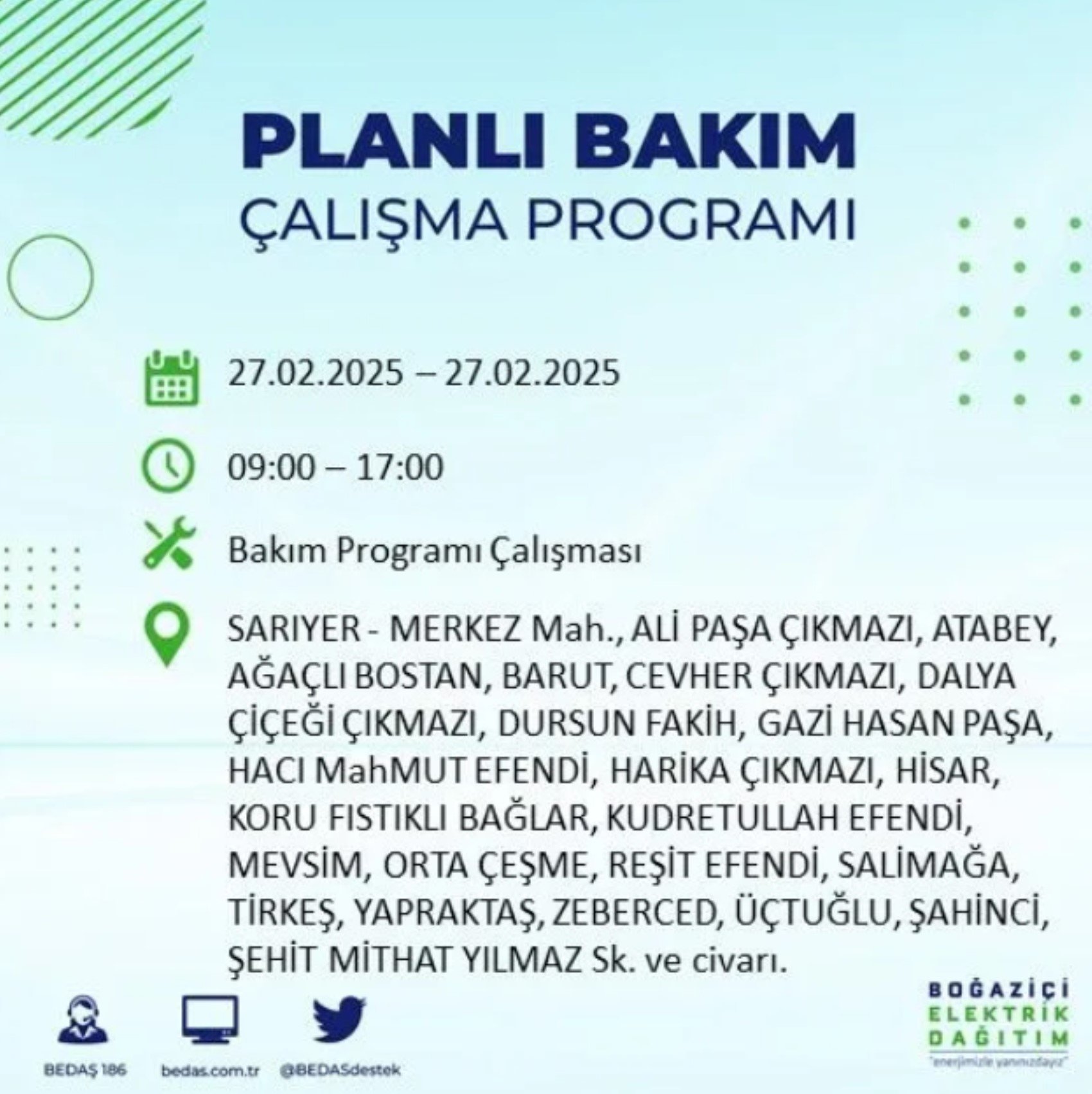 BEDAŞ açıkladı... İstanbul'da elektrik kesintisi: 27 Şubat'ta hangi mahalleler etkilenecek?