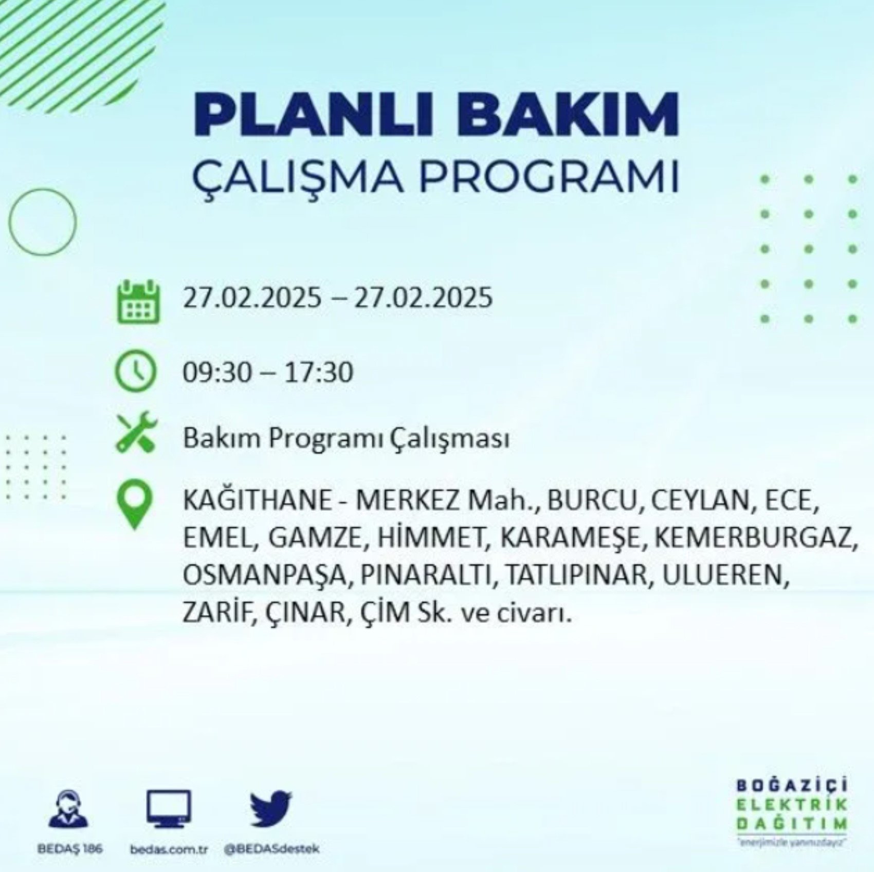 BEDAŞ açıkladı... İstanbul'da elektrik kesintisi: 27 Şubat'ta hangi mahalleler etkilenecek?