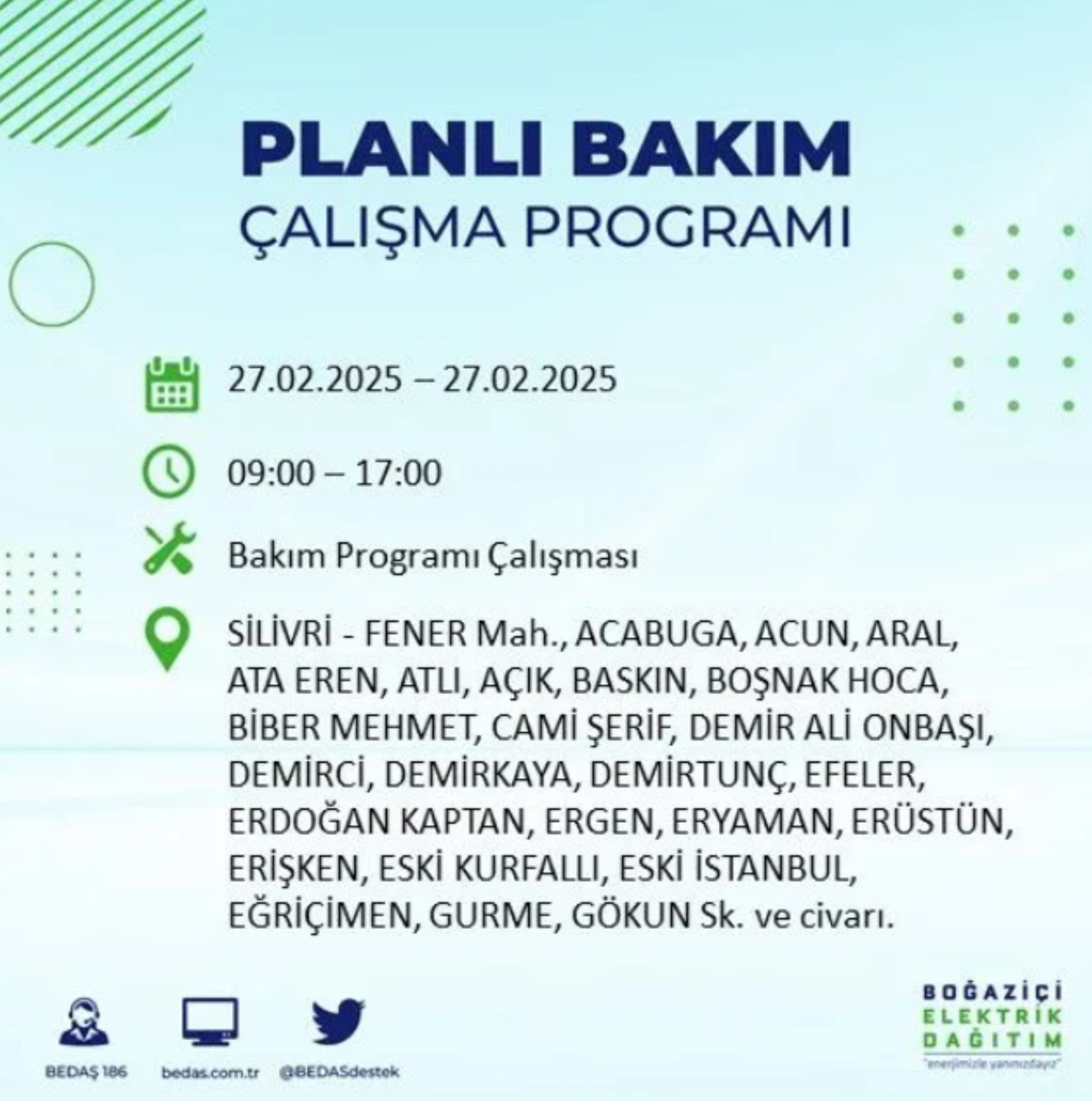 BEDAŞ açıkladı... İstanbul'da elektrik kesintisi: 27 Şubat'ta hangi mahalleler etkilenecek?