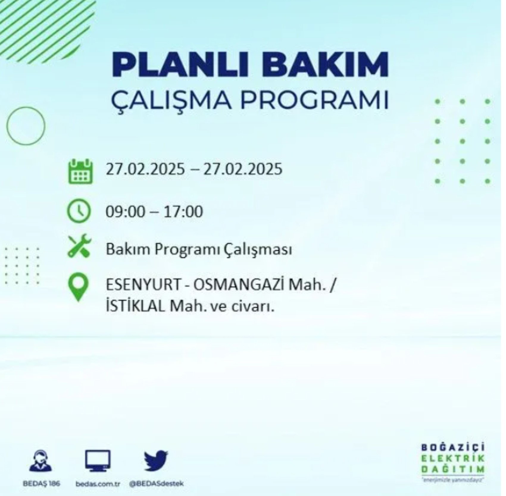 BEDAŞ açıkladı... İstanbul'da elektrik kesintisi: 27 Şubat'ta hangi mahalleler etkilenecek?