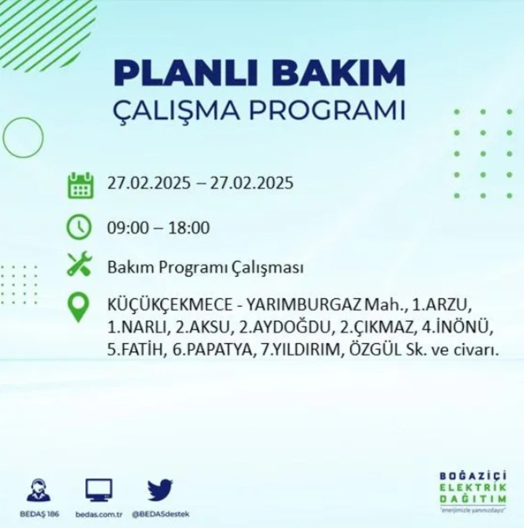 BEDAŞ açıkladı... İstanbul'da elektrik kesintisi: 27 Şubat'ta hangi mahalleler etkilenecek?