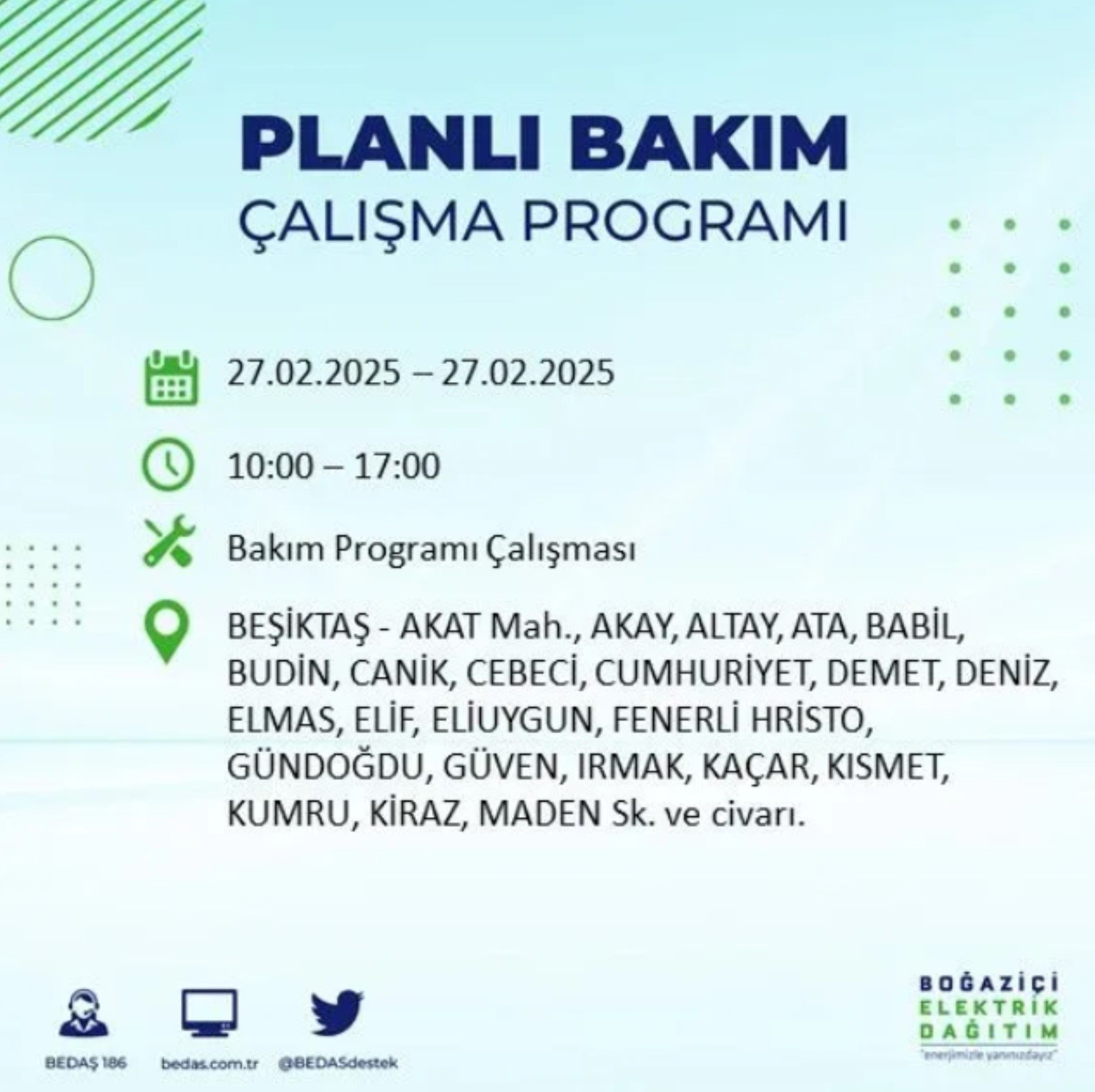 BEDAŞ açıkladı... İstanbul'da elektrik kesintisi: 27 Şubat'ta hangi mahalleler etkilenecek?