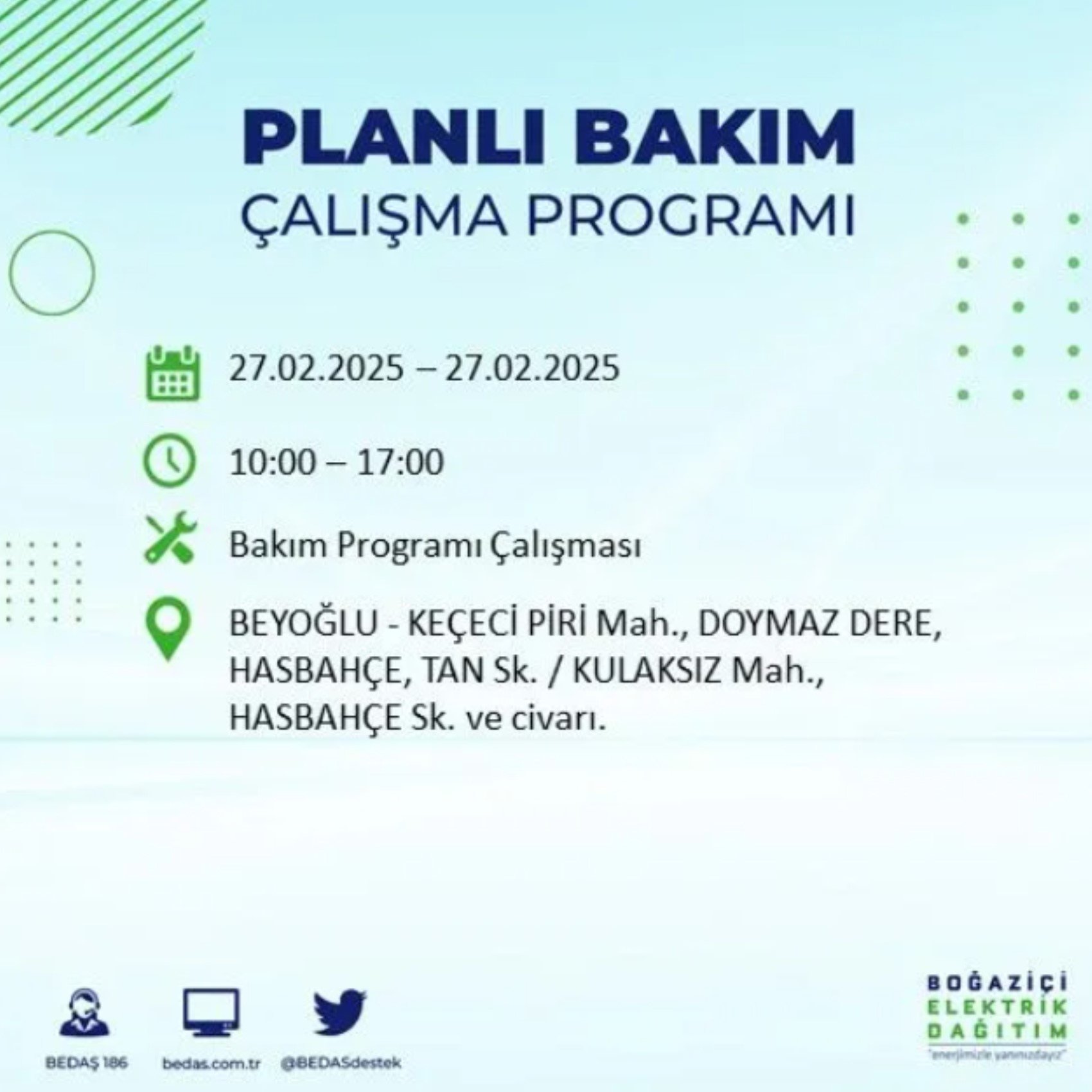 BEDAŞ açıkladı... İstanbul'da elektrik kesintisi: 27 Şubat'ta hangi mahalleler etkilenecek?