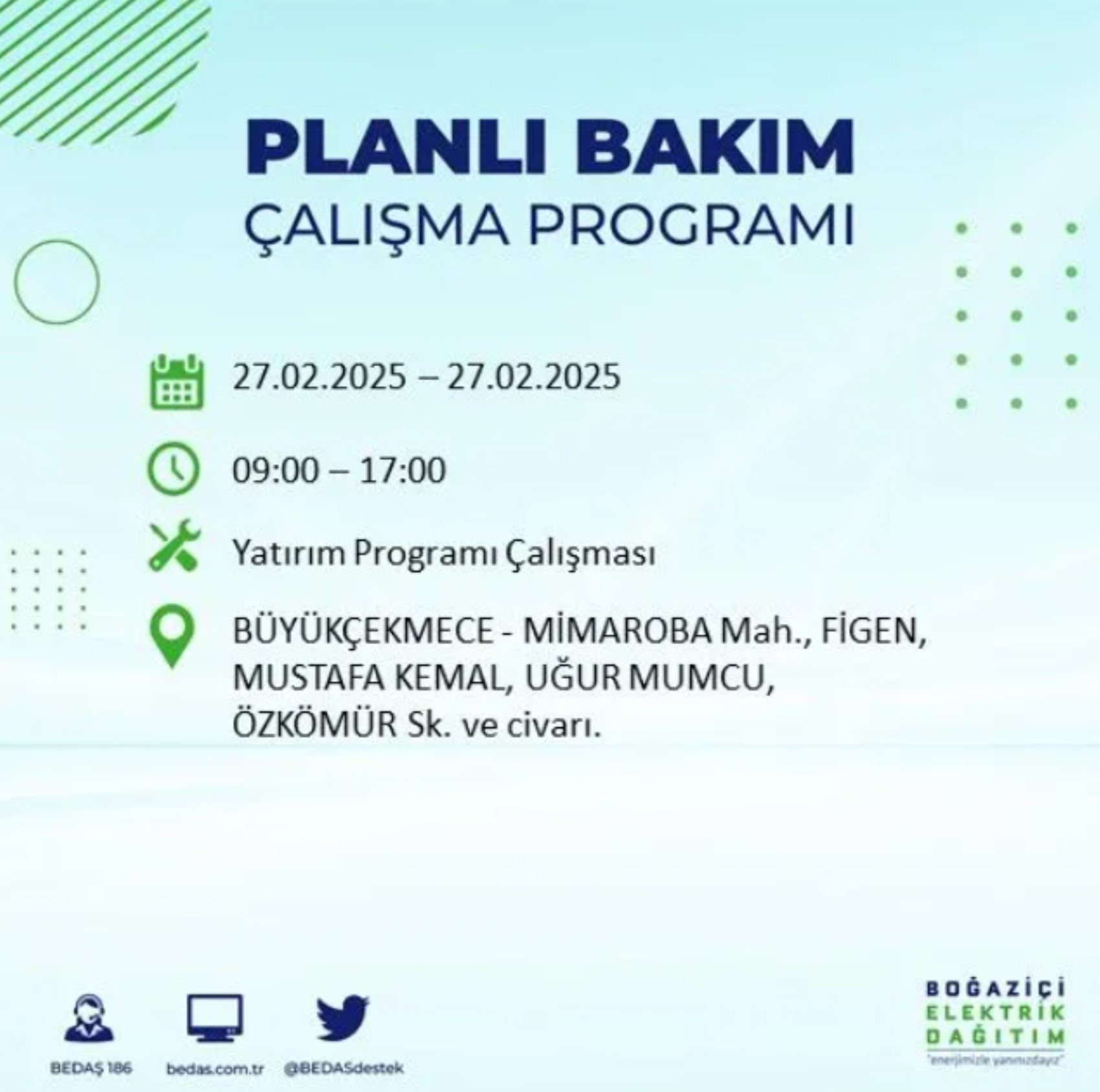 BEDAŞ açıkladı... İstanbul'da elektrik kesintisi: 27 Şubat'ta hangi mahalleler etkilenecek?