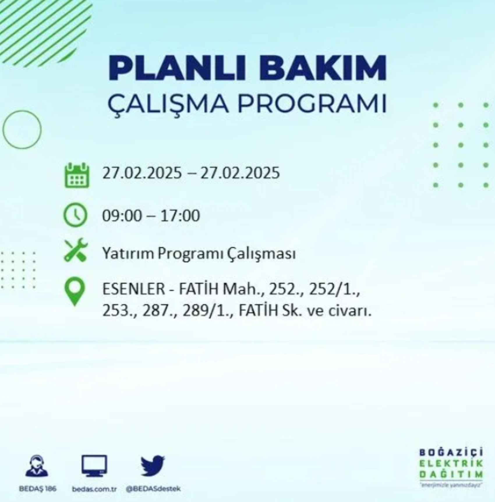 BEDAŞ açıkladı... İstanbul'da elektrik kesintisi: 27 Şubat'ta hangi mahalleler etkilenecek?