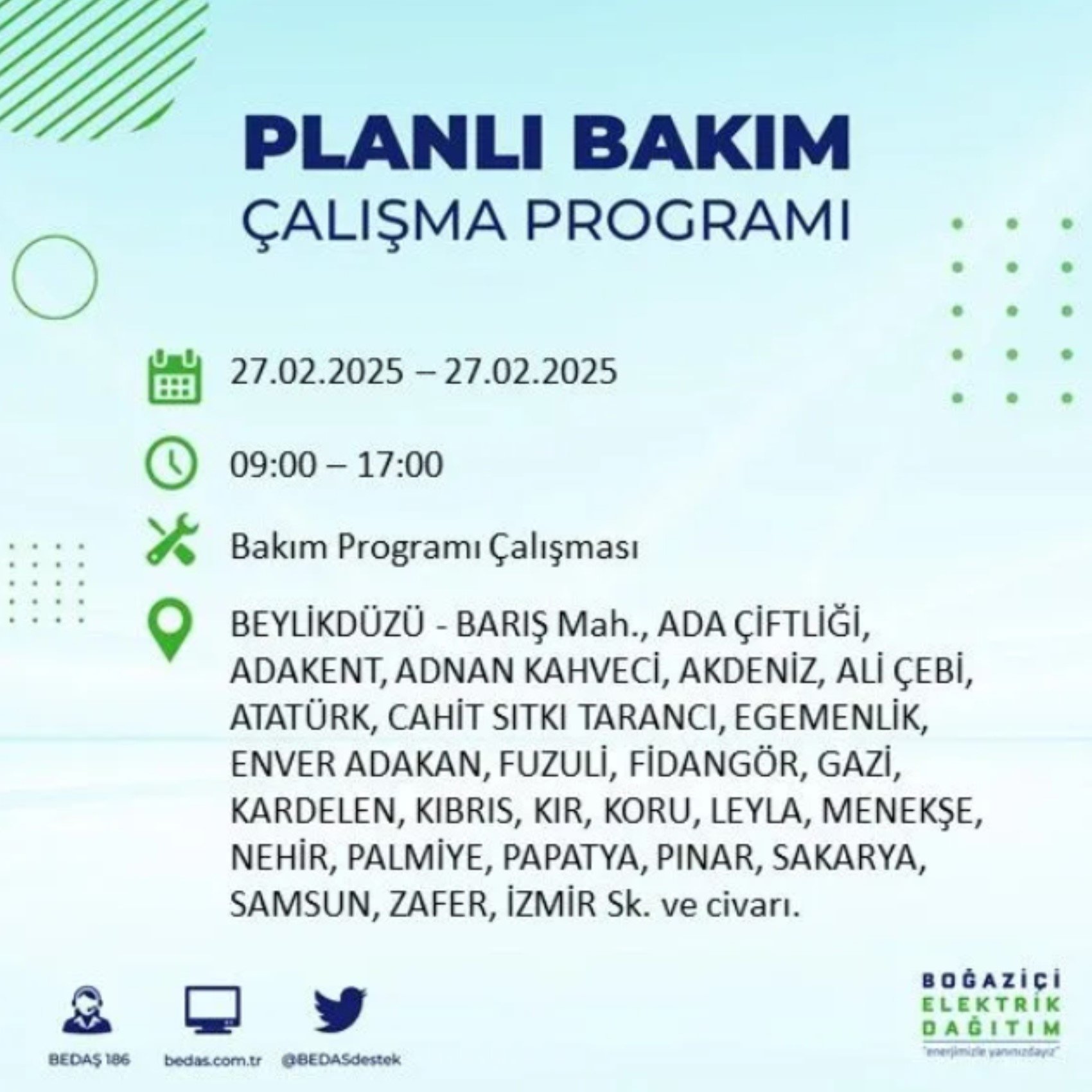 BEDAŞ açıkladı... İstanbul'da elektrik kesintisi: 27 Şubat'ta hangi mahalleler etkilenecek?