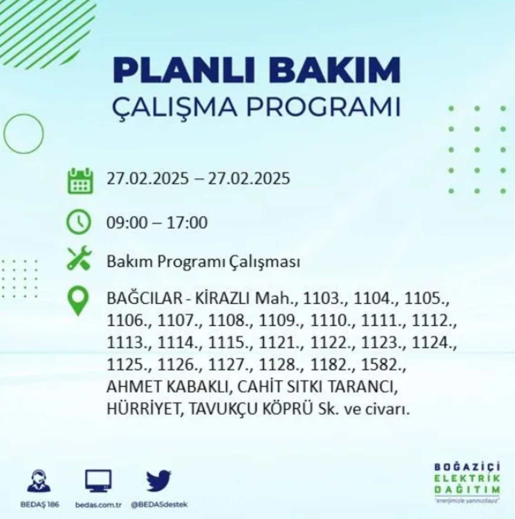 BEDAŞ açıkladı... İstanbul'da elektrik kesintisi: 27 Şubat'ta hangi mahalleler etkilenecek?