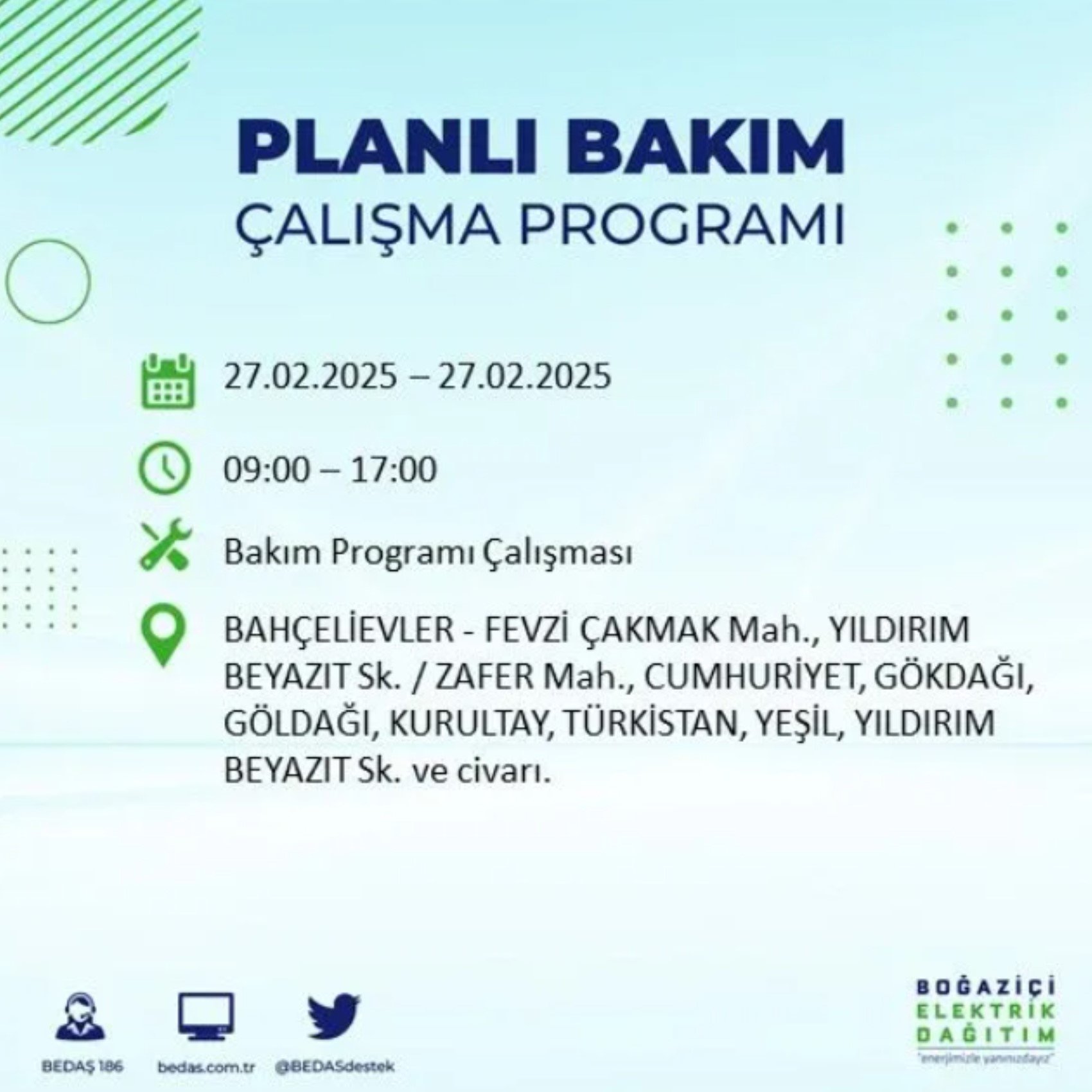 BEDAŞ açıkladı... İstanbul'da elektrik kesintisi: 27 Şubat'ta hangi mahalleler etkilenecek?