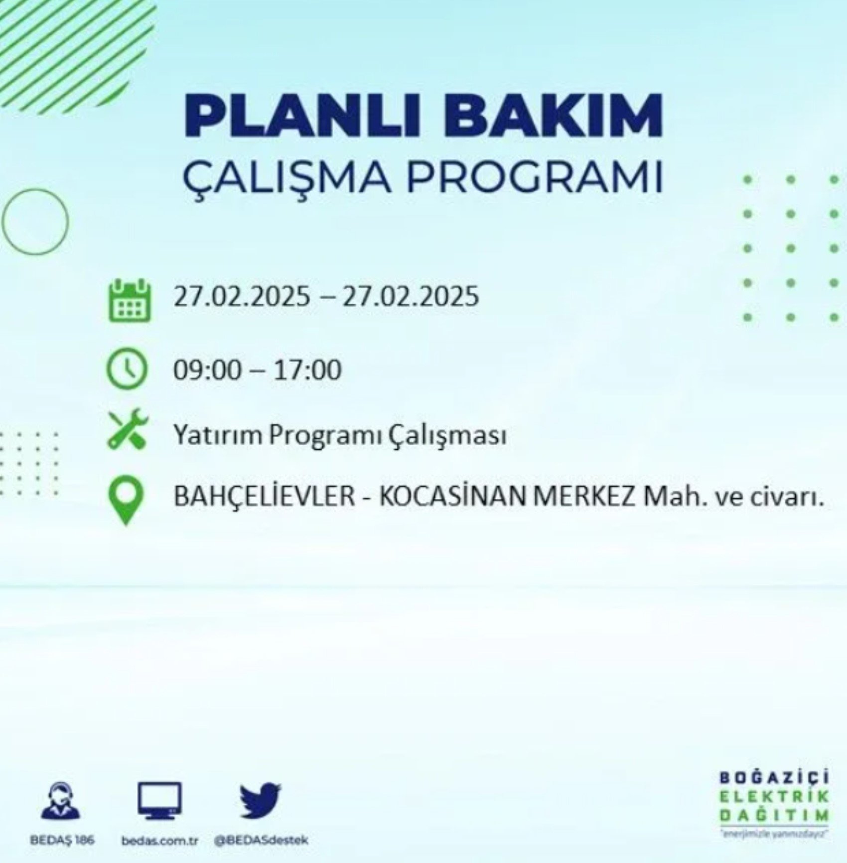 BEDAŞ açıkladı... İstanbul'da elektrik kesintisi: 27 Şubat'ta hangi mahalleler etkilenecek?