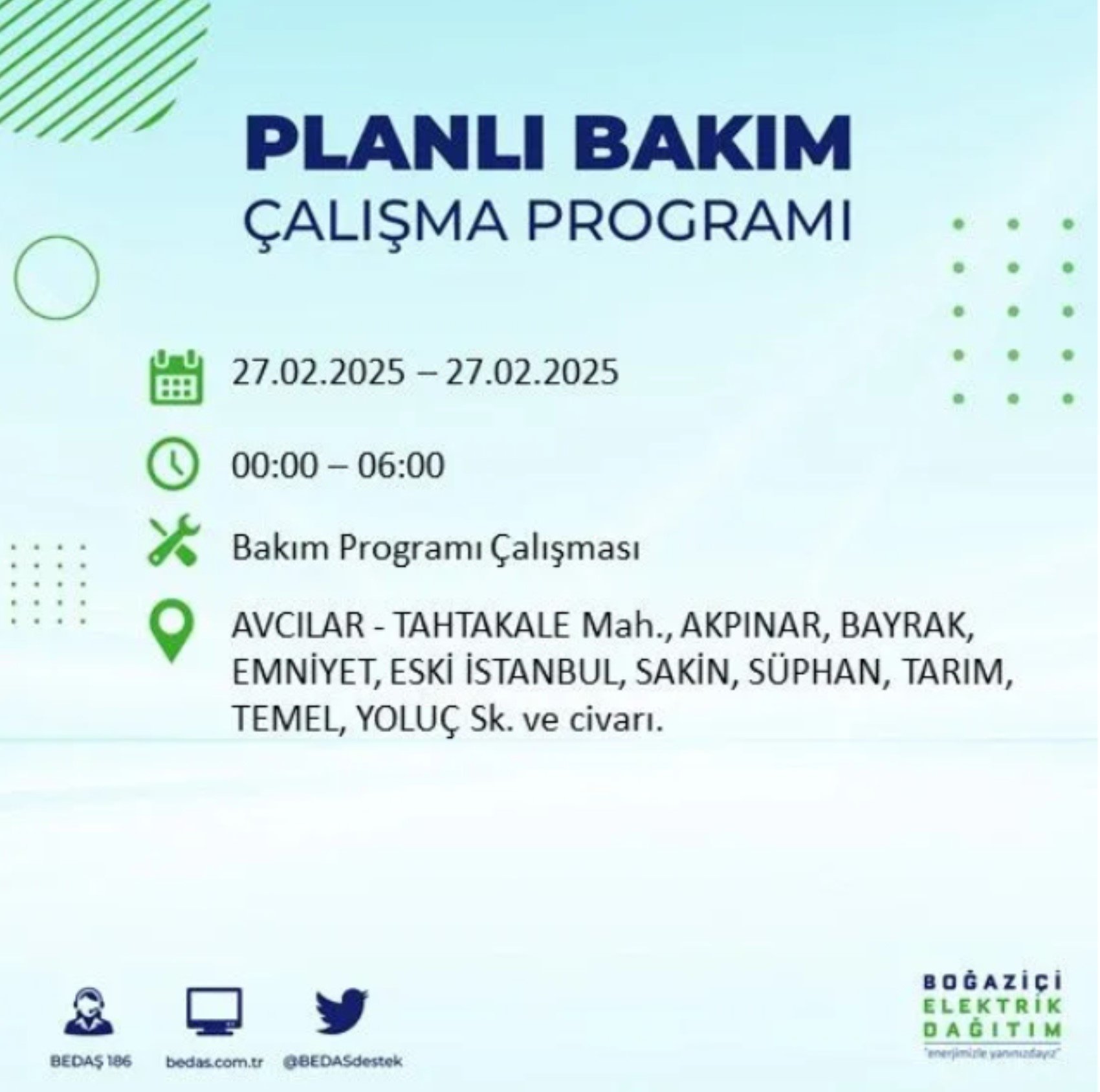 BEDAŞ açıkladı... İstanbul'da elektrik kesintisi: 27 Şubat'ta hangi mahalleler etkilenecek?