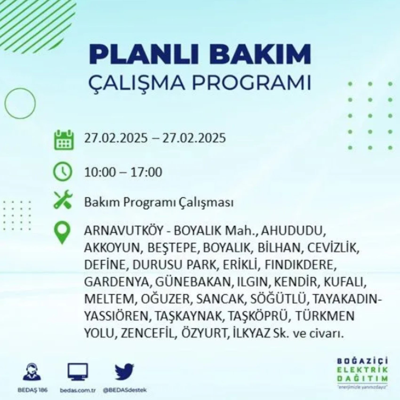 BEDAŞ açıkladı... İstanbul'da elektrik kesintisi: 27 Şubat'ta hangi mahalleler etkilenecek?