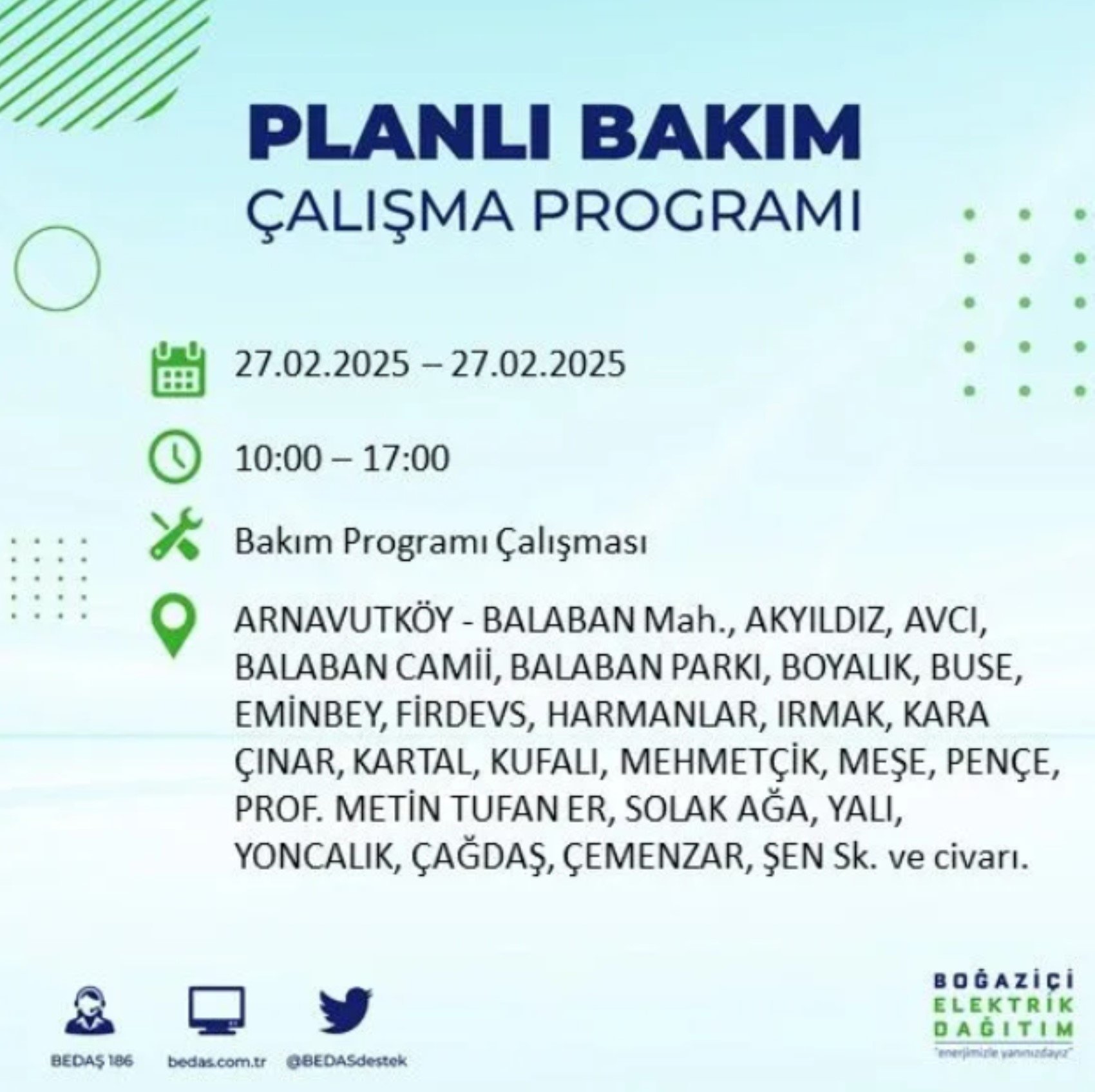 BEDAŞ açıkladı... İstanbul'da elektrik kesintisi: 27 Şubat'ta hangi mahalleler etkilenecek?