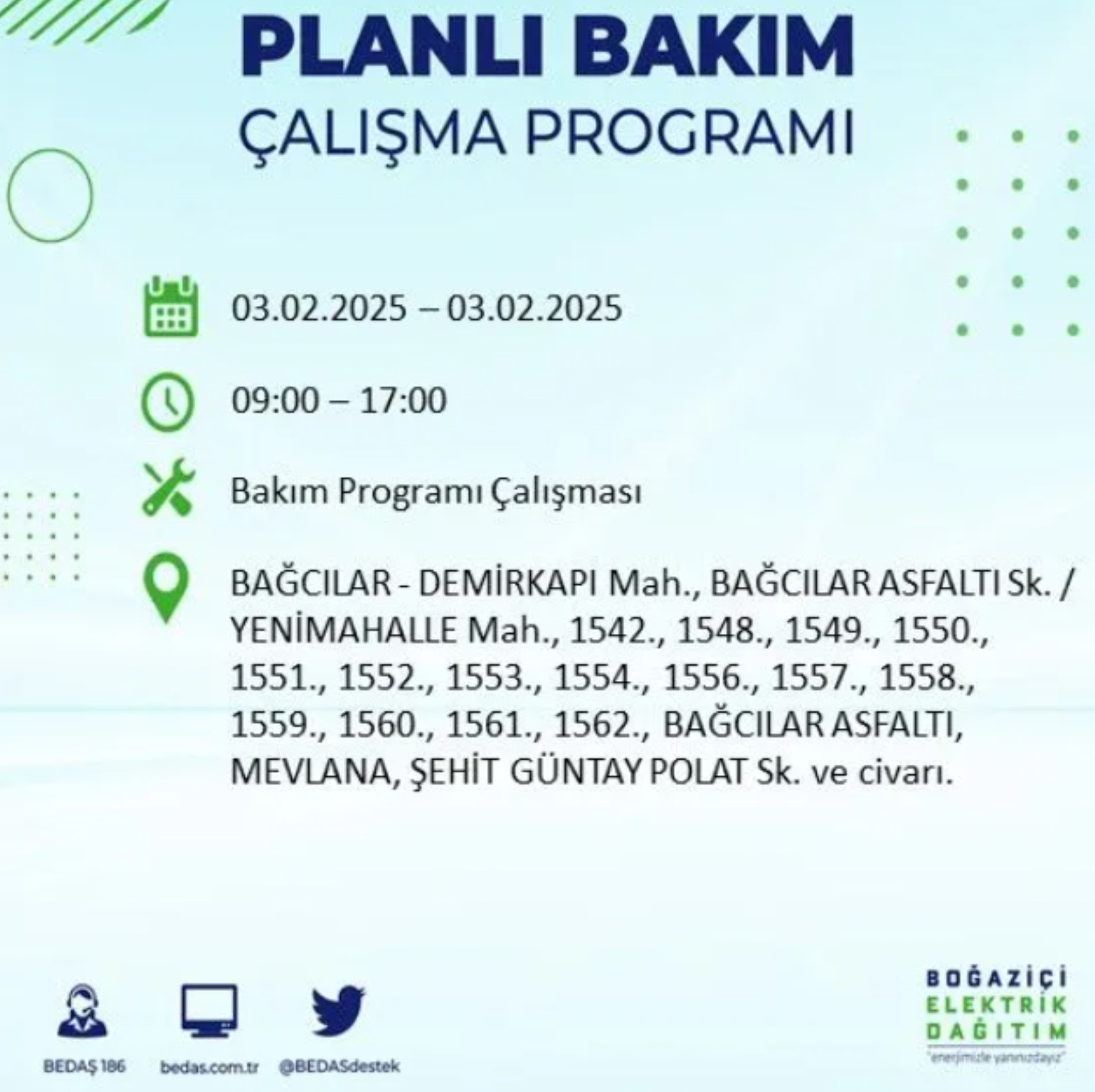 BEDAŞ açıkladı... İstanbul'da elektrik kesintisi: 3 Şubat'ta hangi mahalleler etkilenecek?