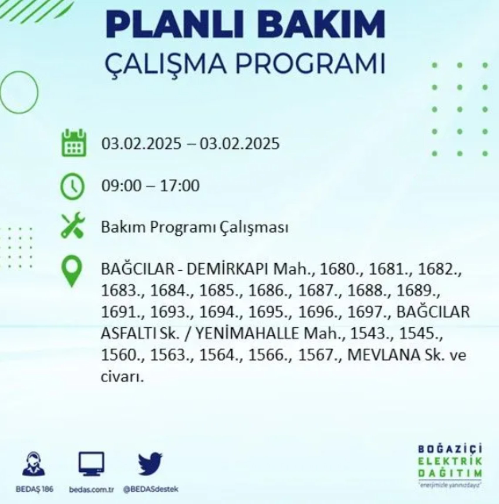 BEDAŞ açıkladı... İstanbul'da elektrik kesintisi: 3 Şubat'ta hangi mahalleler etkilenecek?