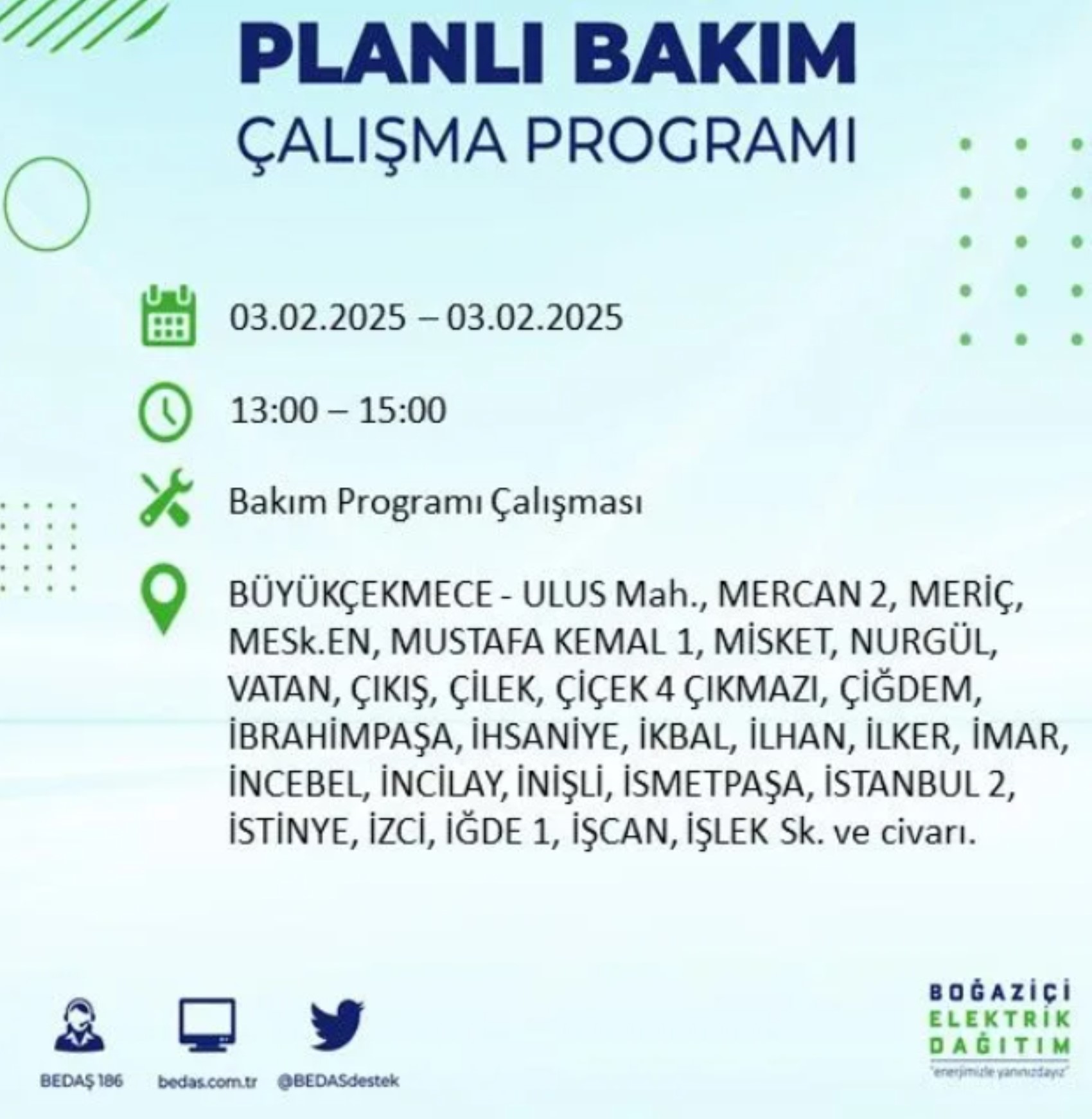 BEDAŞ açıkladı... İstanbul'da elektrik kesintisi: 3 Şubat'ta hangi mahalleler etkilenecek?