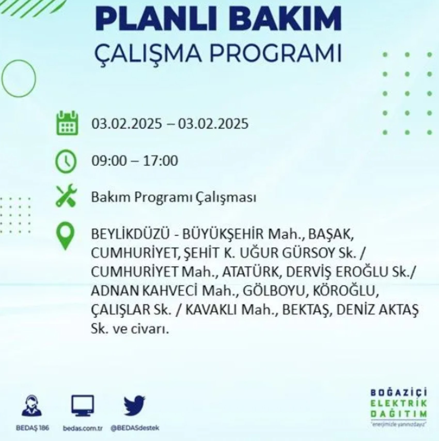 BEDAŞ açıkladı... İstanbul'da elektrik kesintisi: 3 Şubat'ta hangi mahalleler etkilenecek?