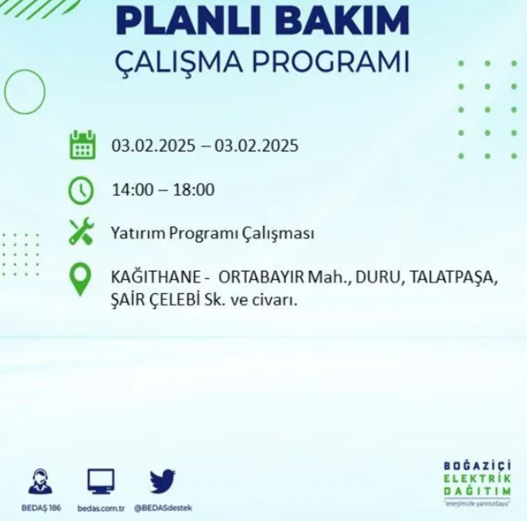 BEDAŞ açıkladı... İstanbul'da elektrik kesintisi: 3 Şubat'ta hangi mahalleler etkilenecek?